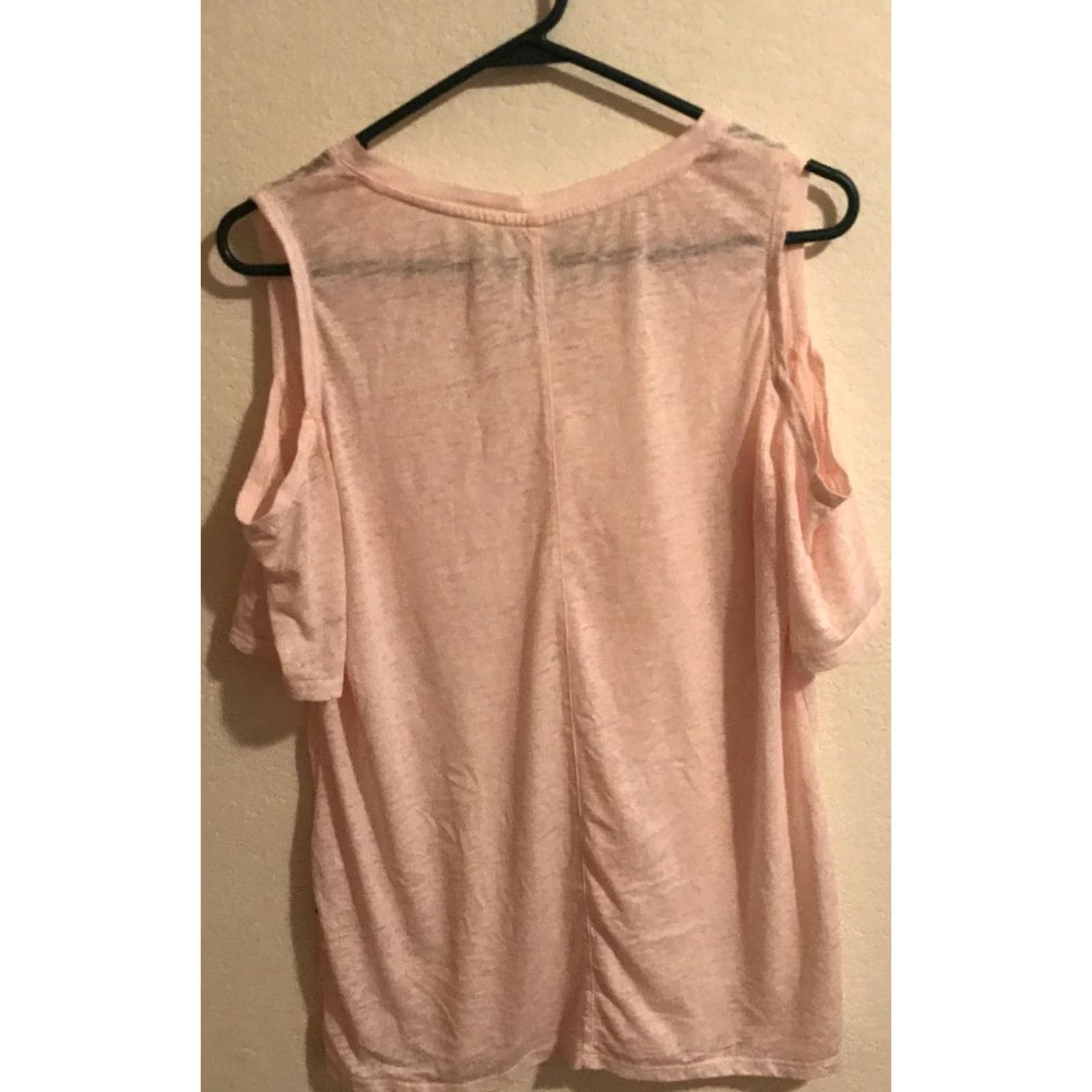 Vintage Seven Pink Cold Shoulder Shirt Top Size Medium Sheer Pocket Size M / US 6-8 / IT 42-44 - 2 Thumbnail
