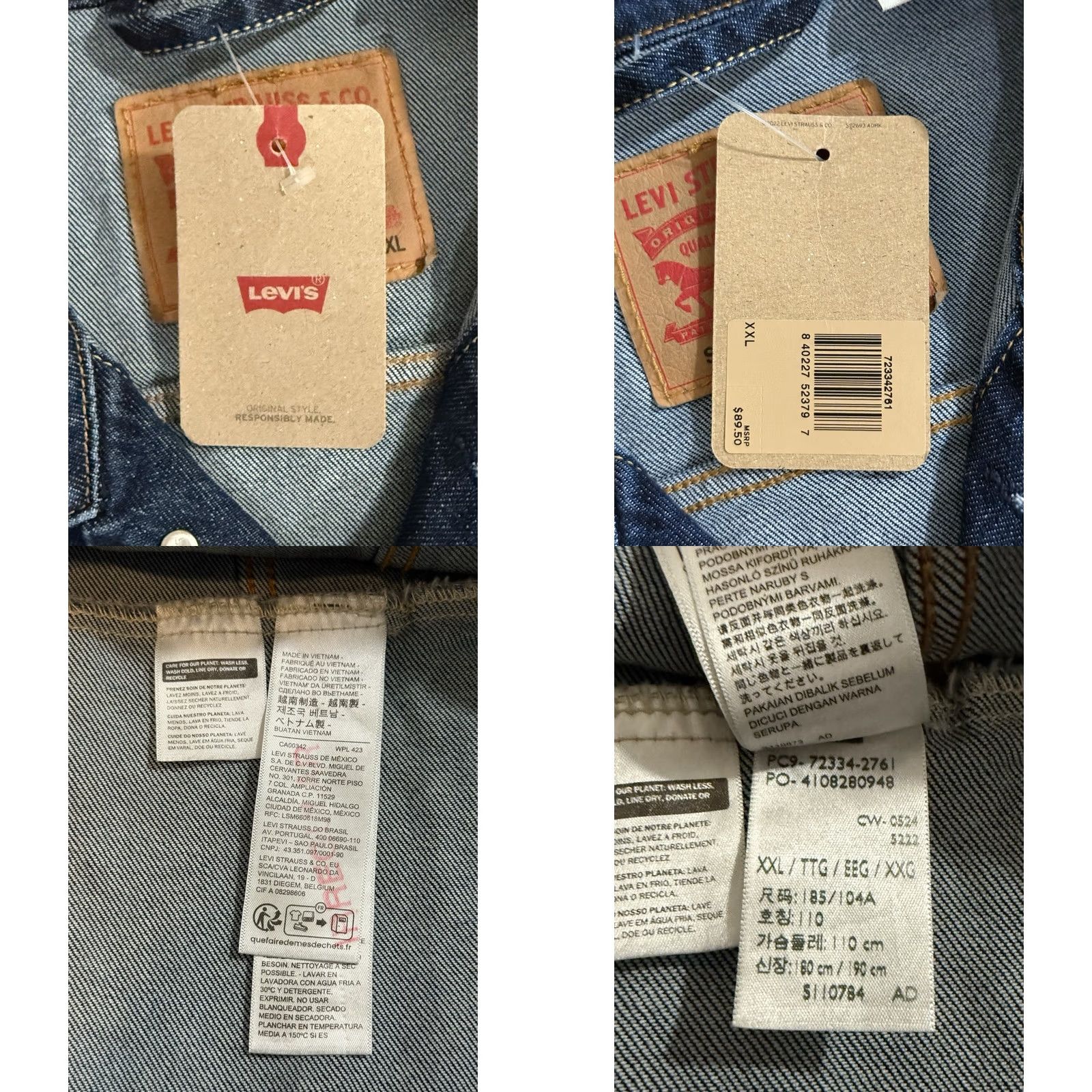 Denime Levi’s Type III Jacket XXL Denim Western Cowboy NWT IRREGULAR Blue Button Mens Size US 39 - 8 Thumbnail
