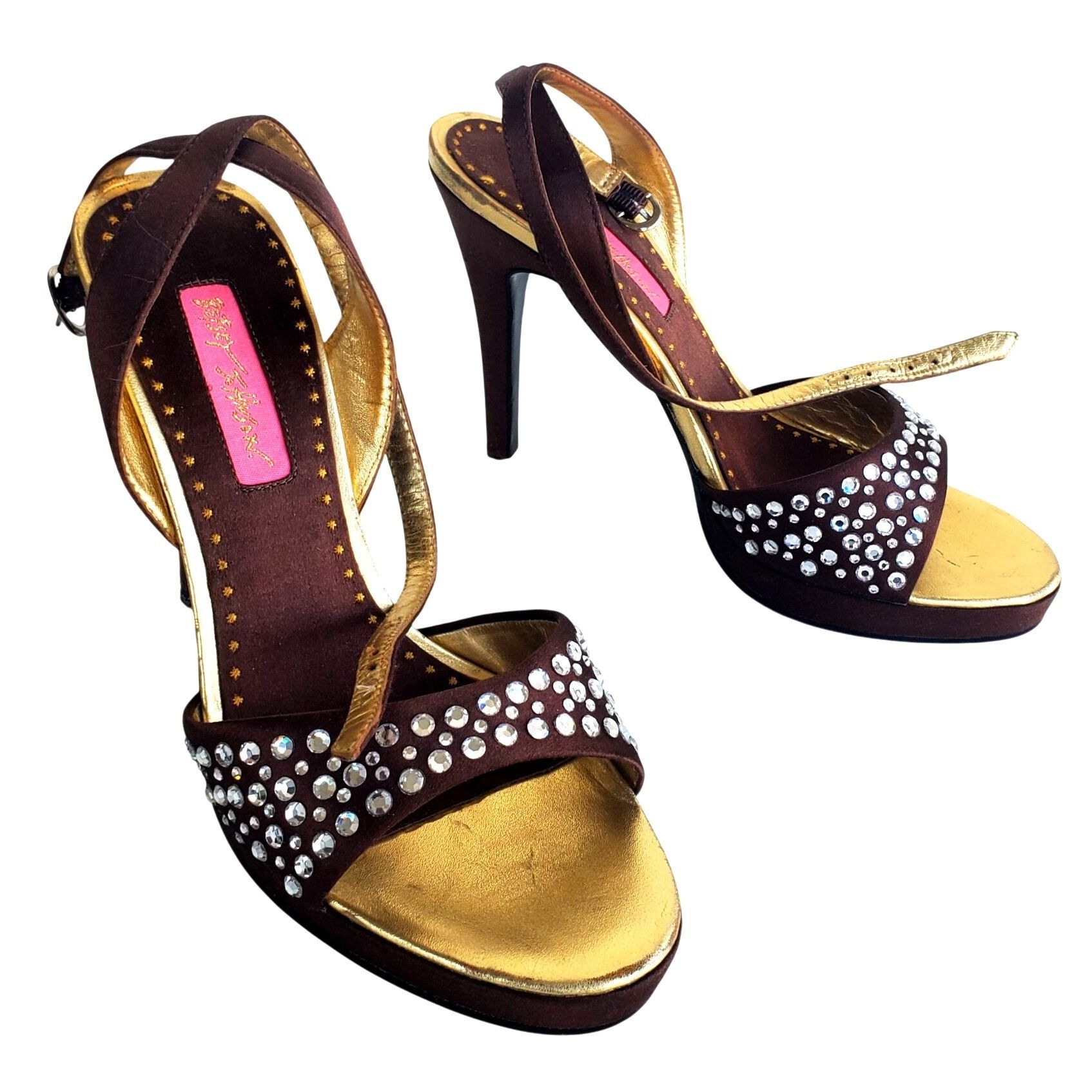 Betsey Johnson Betsey Johnson Cristie Platform Heels 7 Strappy Rhinestone B Size US 7 / IT 37 - 9 Thumbnail
