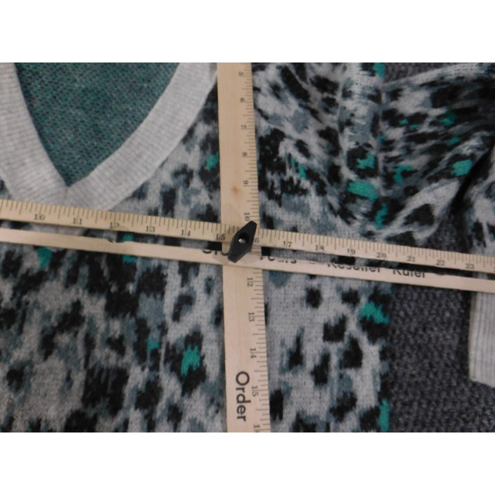 Loft LOFT Sweater Pullover Knit Geometric V-Neck Wool Acrylic Womens M Green Size M / US 6-8 / IT 42-44 - 5 Thumbnail