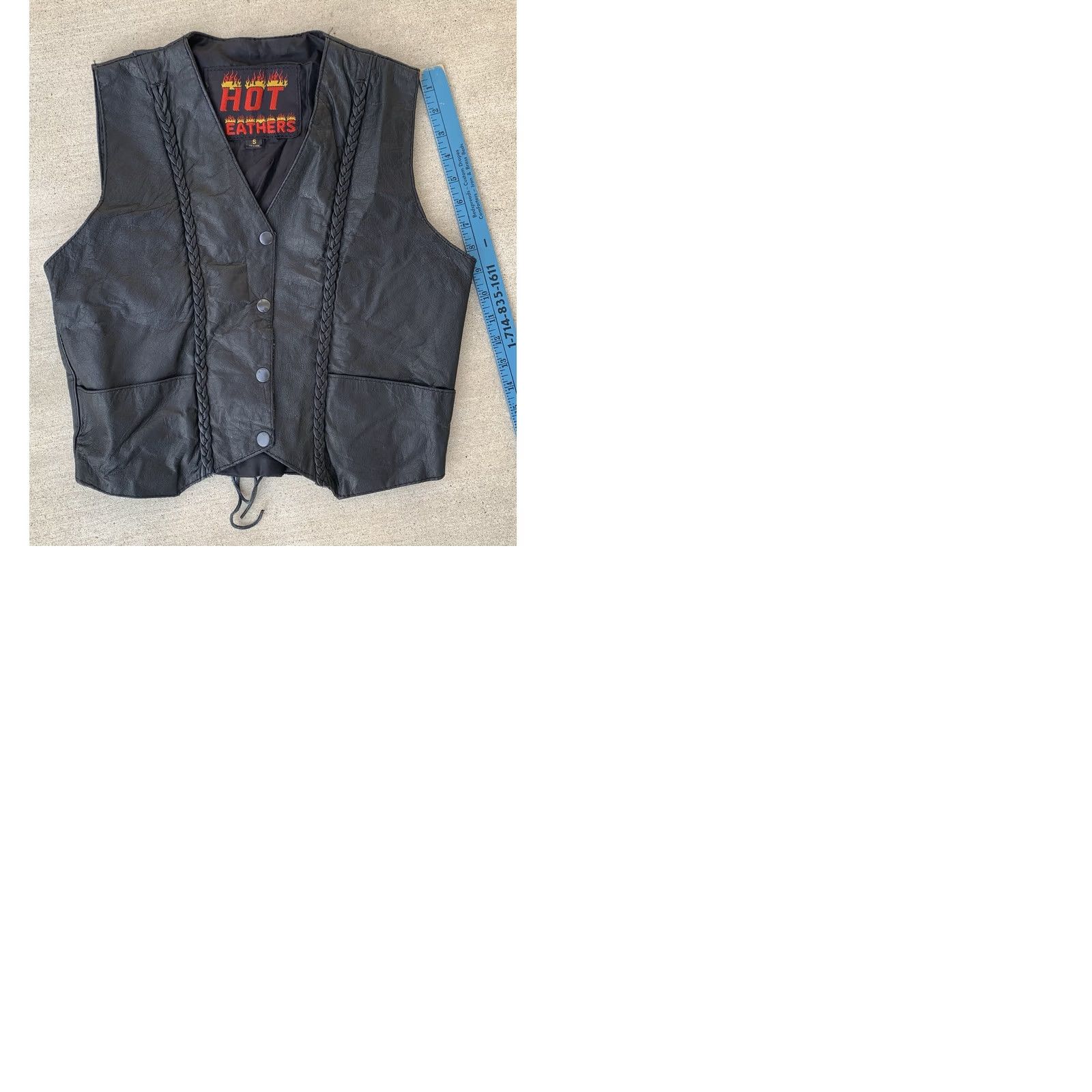 Vintage VINTAGE Hot Leathers Biker Vest Black Snap Front Lace Up Lower Back Size S Womens Size S / US 4 / IT 40 - 12 Thumbnail