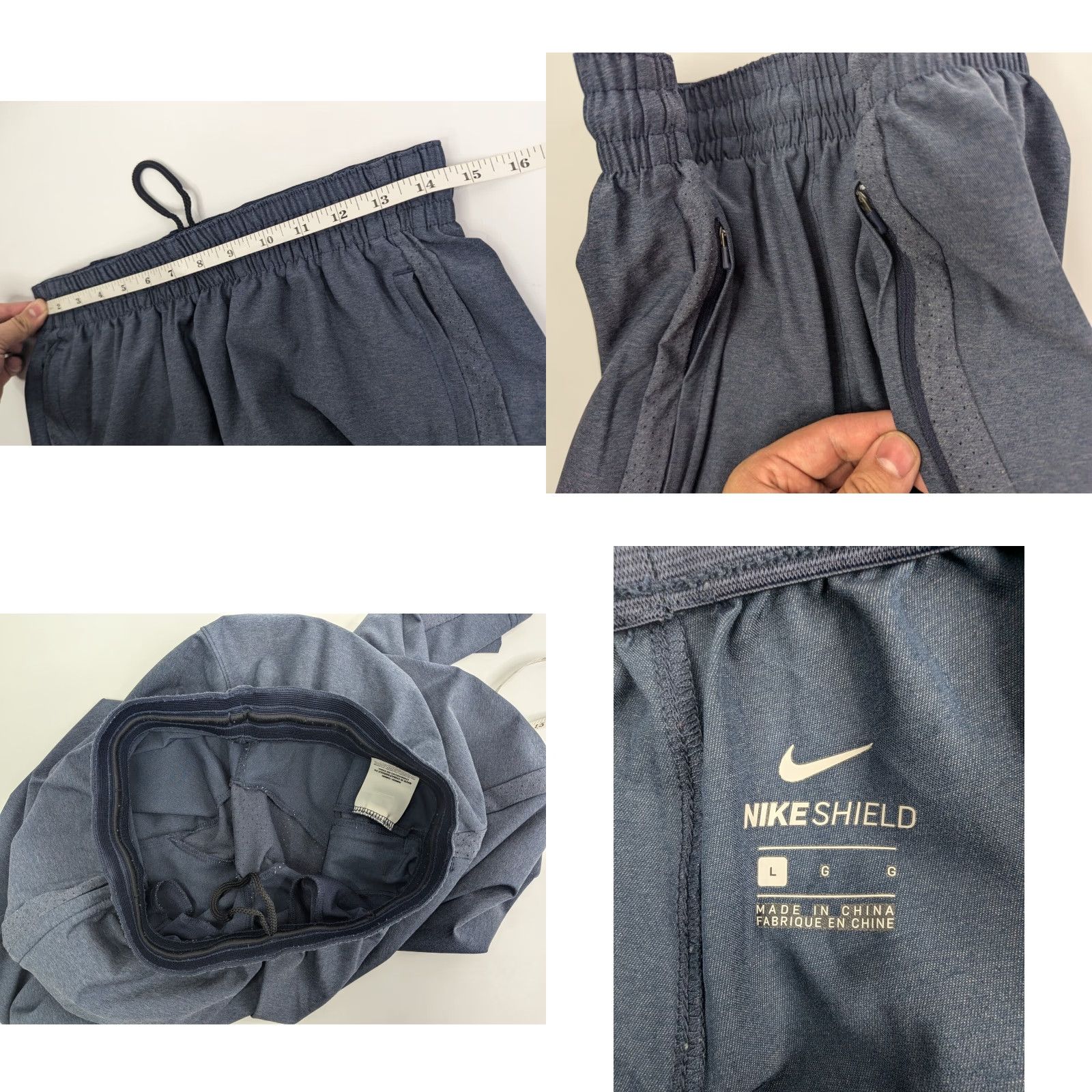 Nike Nike Shield Mens Large Pants Navy Blue Drawstring Pockets Workout Basketball Track Pants Size US 33 - 8 Thumbnail