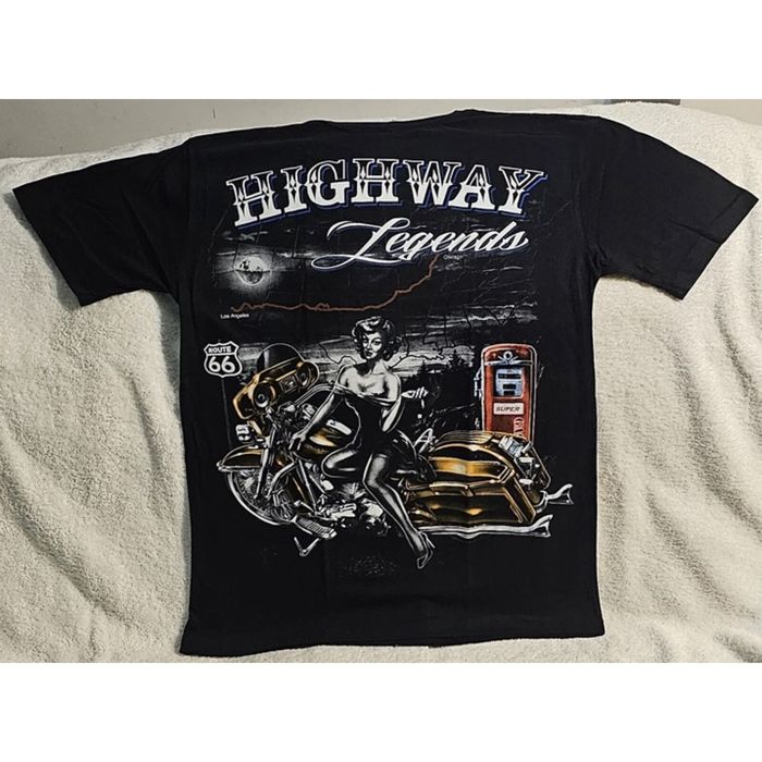 Route 66 ROUTE 66 HIGHWAY LEGENDS MOTORCYCLE BIKER SEXY LADY MOON USA T ...