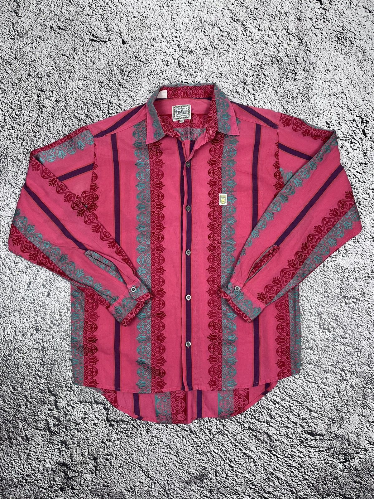Vintage Vintage Rare Verte Vallee Embroidered striped shirt Size US M / EU 48-50 / 2 - 1 Thumbnail
