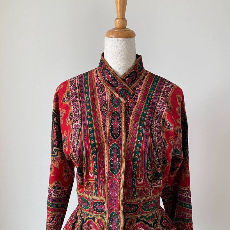 Kenzo KENZO Retro red ethnic pattern slanted collar long sleeve Size M / US 6-8 / IT 42-44 - 4 Thumbnail
