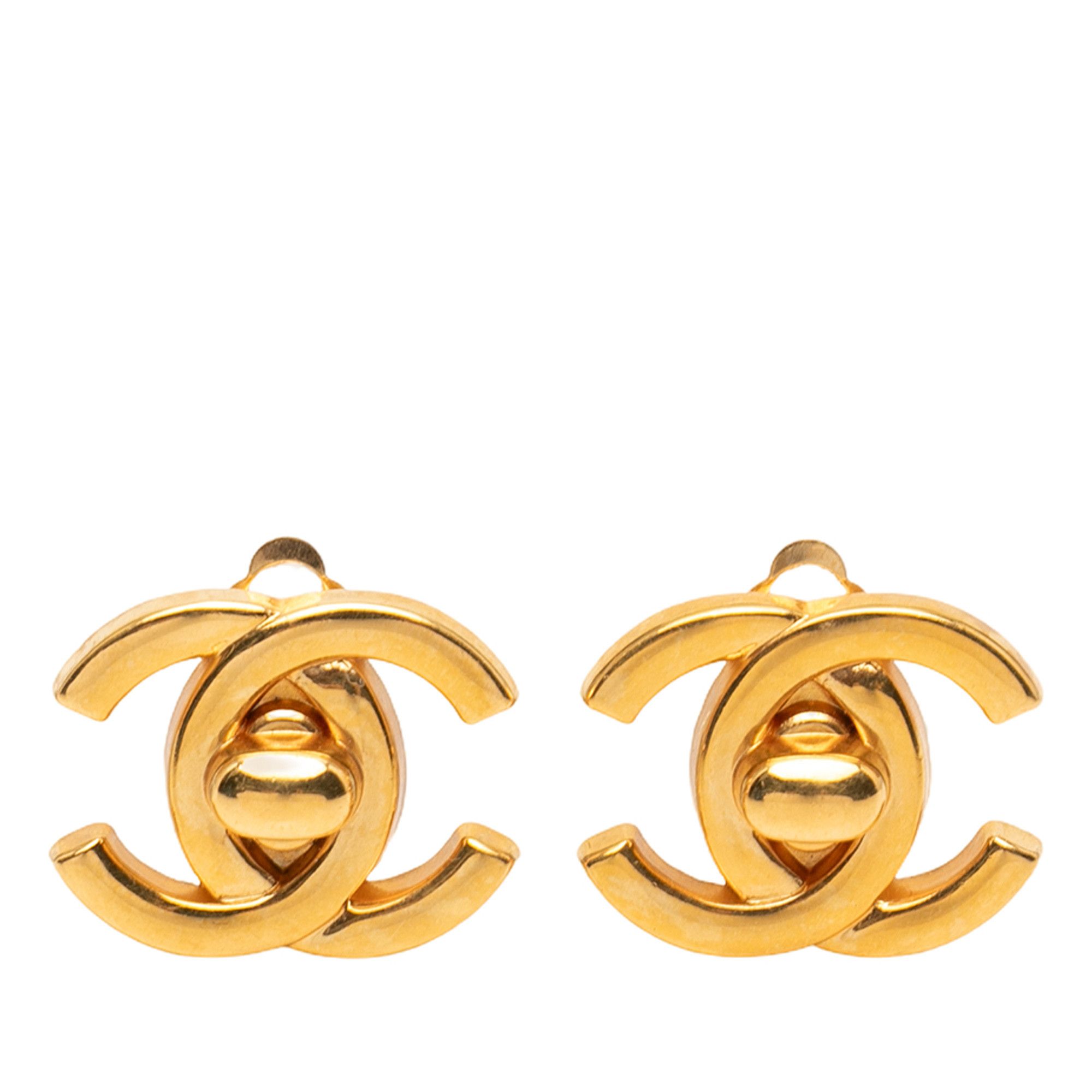 Chanel Chanel CC Gold Plated Turn Lock Clip on Earrings Size ONE SIZE - 1 Thumbnail
