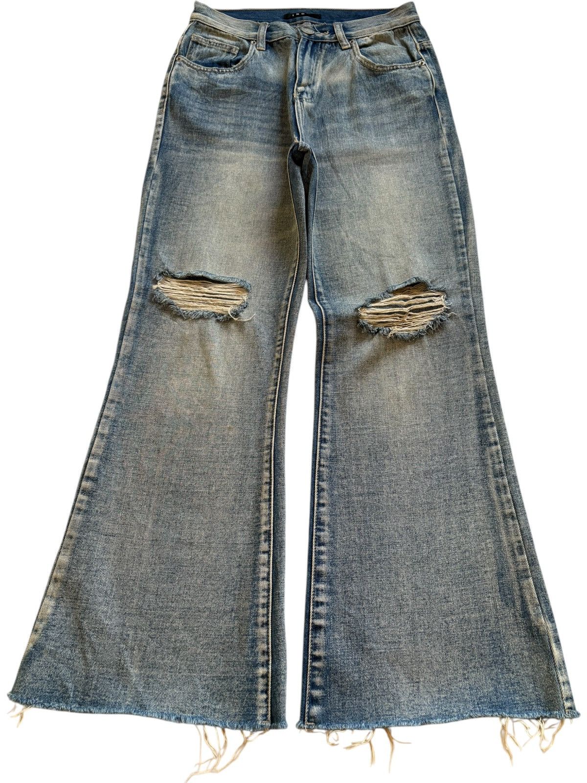 Vintage Japanese Brand Mud Wash Ripped Flare Jeans