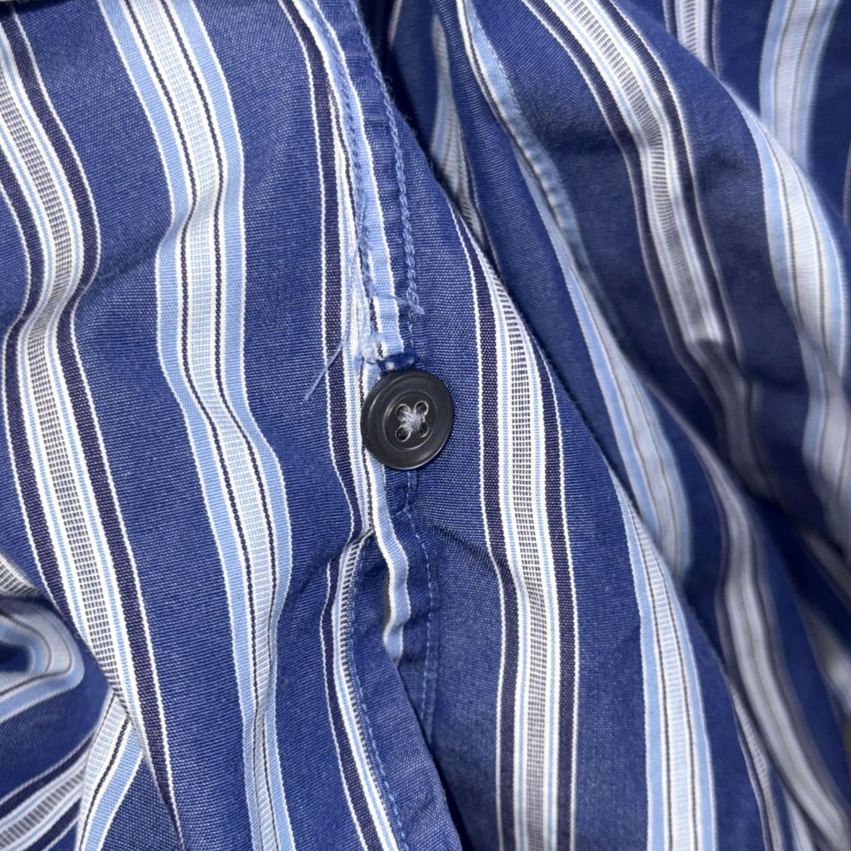 Ermenegildo Zegna Ermenegildo Zegna Shirt Mens Large Blue White Striped Button Down Dress Shirt Size 42R - 7 Thumbnail