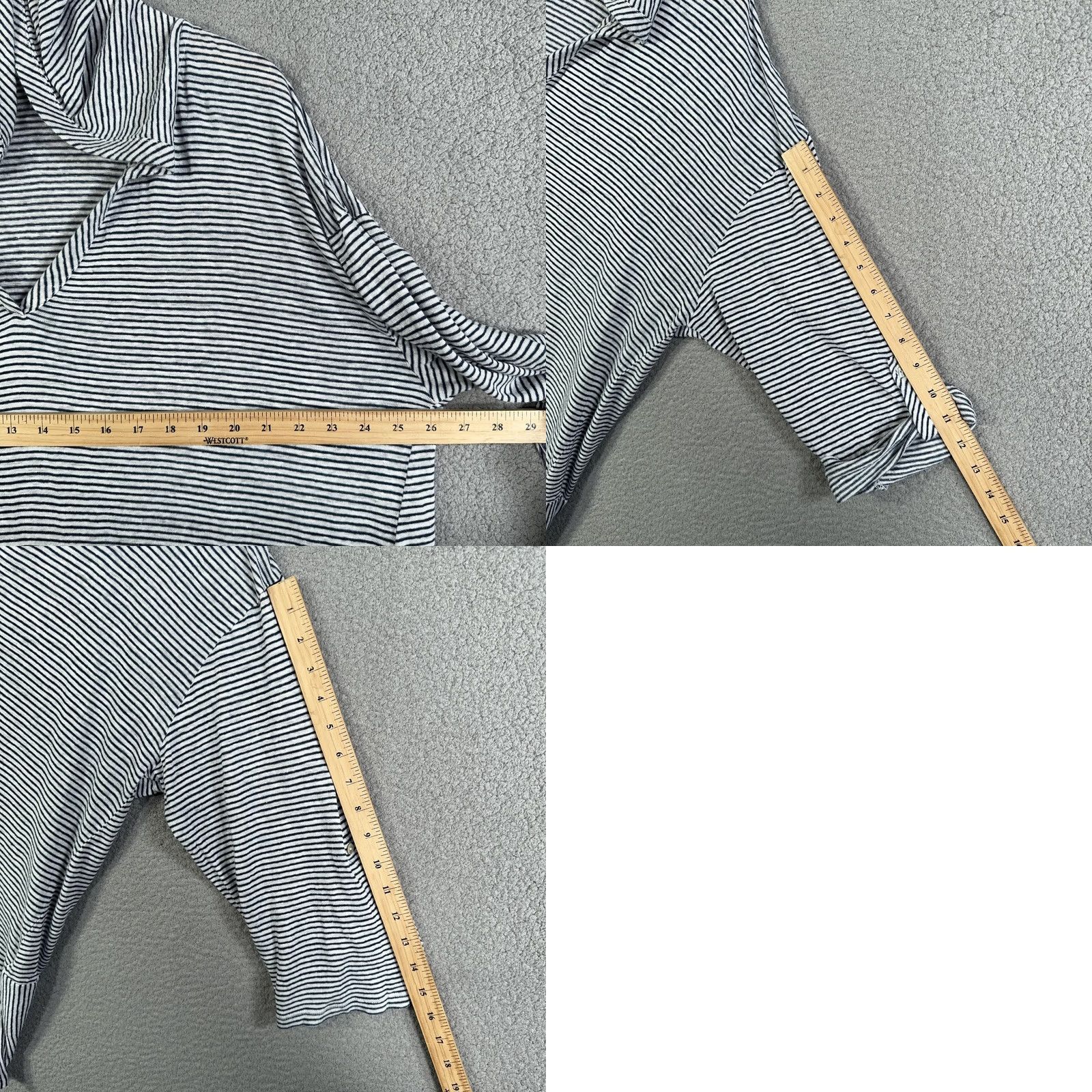 Vintage VINTAGE C&C California Hoodie Womens 3X Blue White Stripe 100% Linen V-Neck Tunic Top Size XXL / US 16-18 / IT 52-54 - 8 Thumbnail