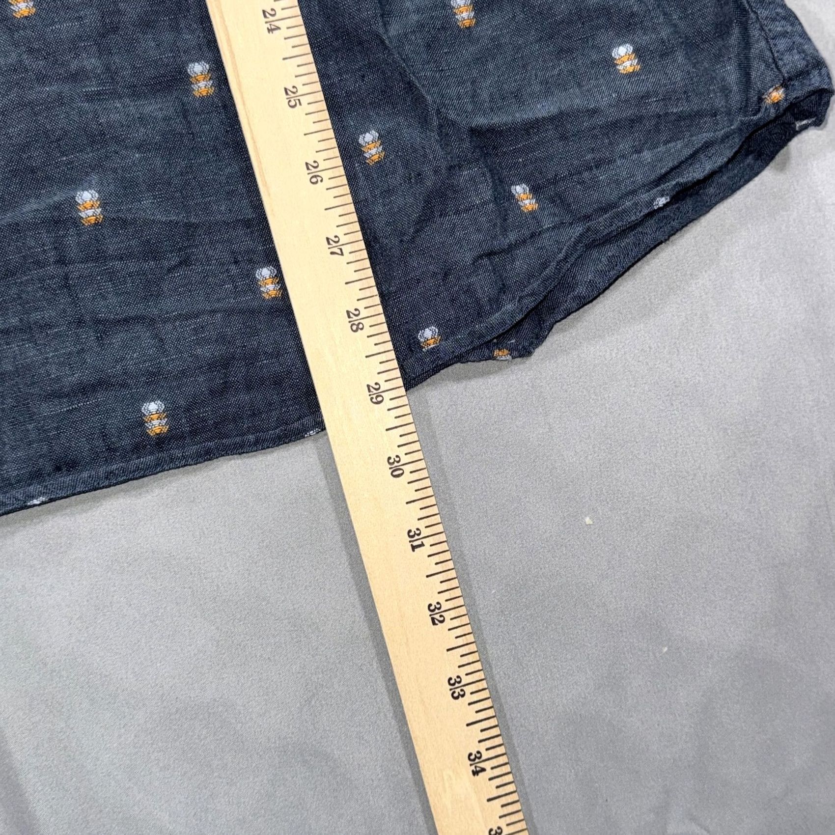 Barker Barkers Shirt Mens M Blue Linen Geometric Embroidered Slim Button Up Size US M / EU 48-50 / 2 - 7 Thumbnail