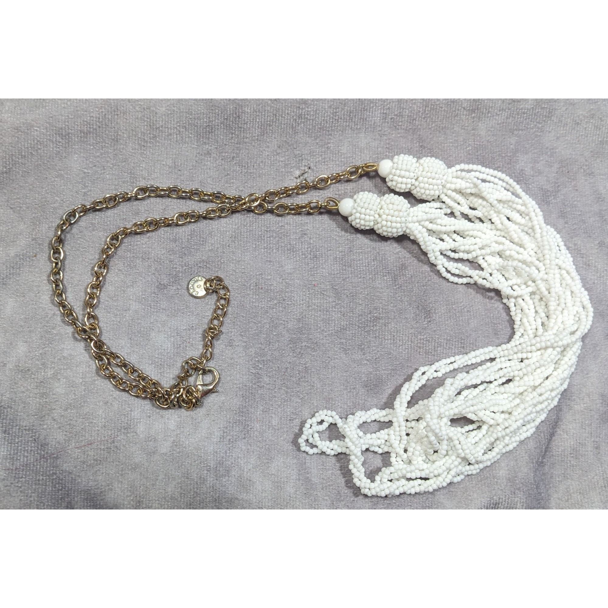 Talbots Talbots Preppy White Glass Bead Twisted Strand Necklace Size ONE SIZE - 7 Thumbnail