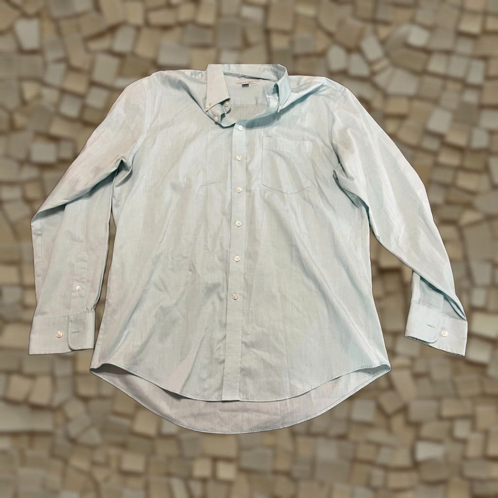 Merona Merona Shirt Mens Large 16-16.5 Blue Button Up The Ultimate Shirt Casual Regular Long Sleeve Collared Button-Up Merit? Size US L / EU 52-54 / 3 - 1 Thumbnail