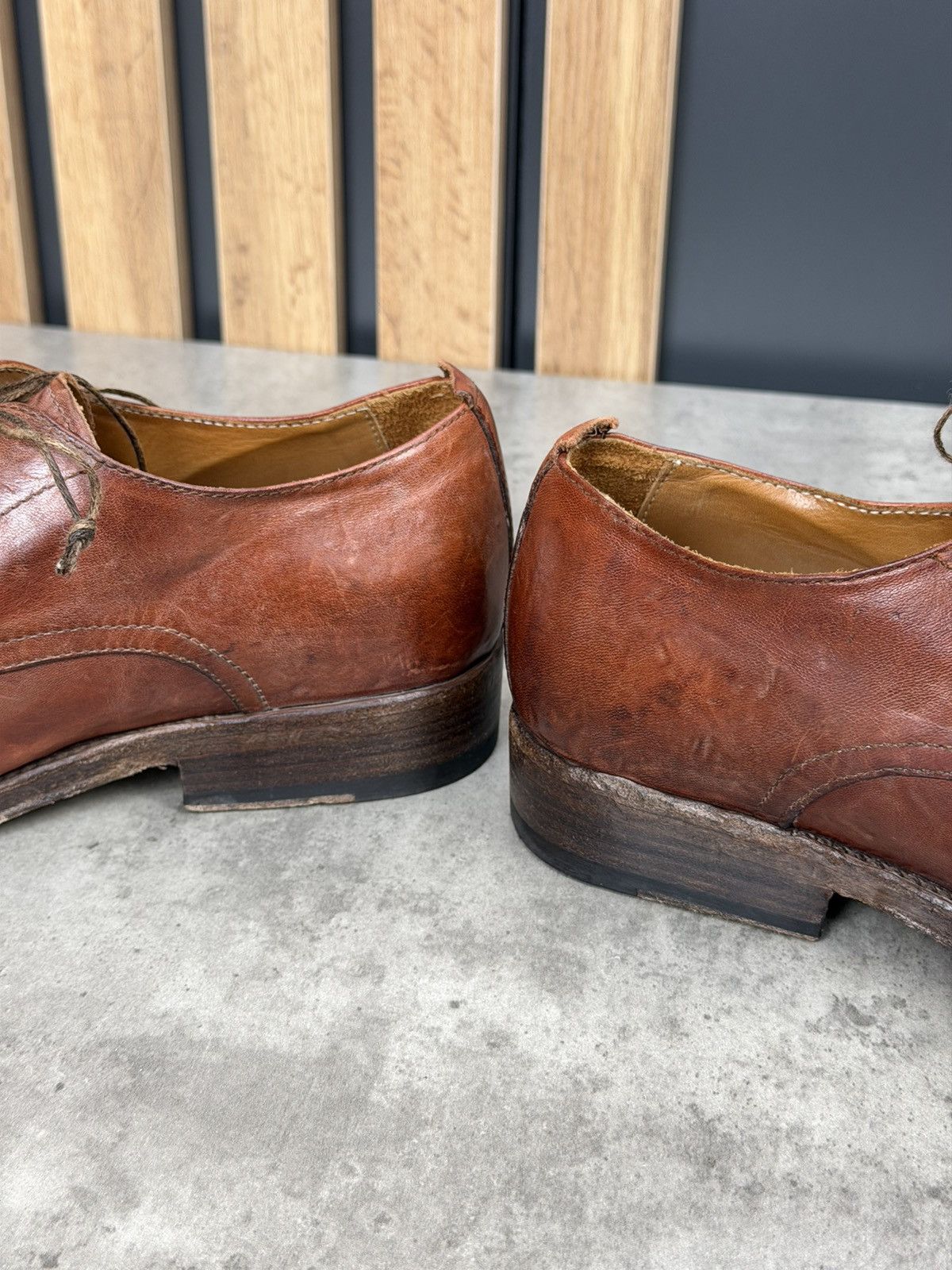 Shoto Shoto Avant-Garde Brown Leather Derby Shoes Handmade Size 42 Size US 9 / EU 42 - 9 Thumbnail