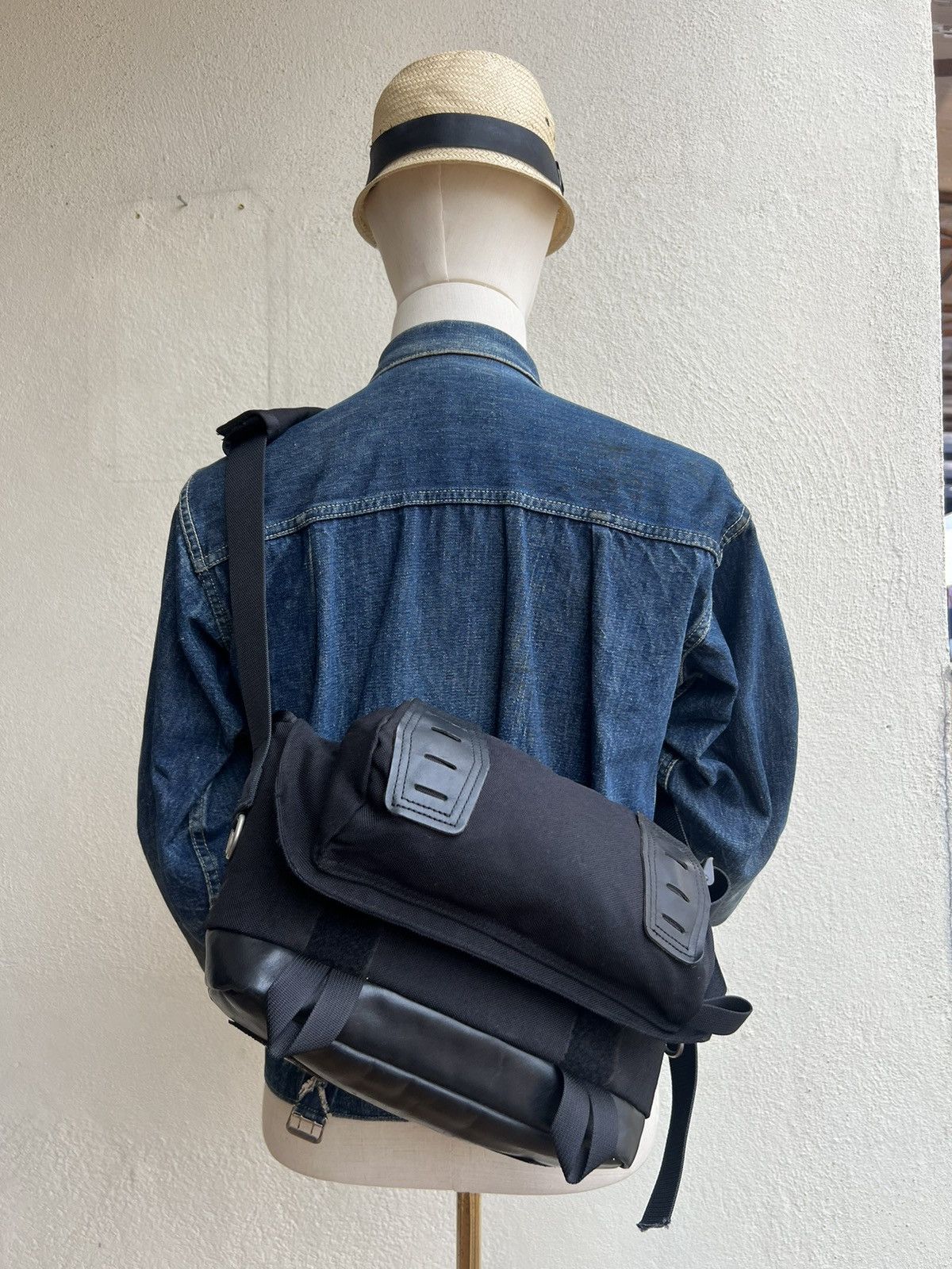 Vintage Porter By Yoshida Nylon Leather Cargo Messenger Bag in Black, Men's