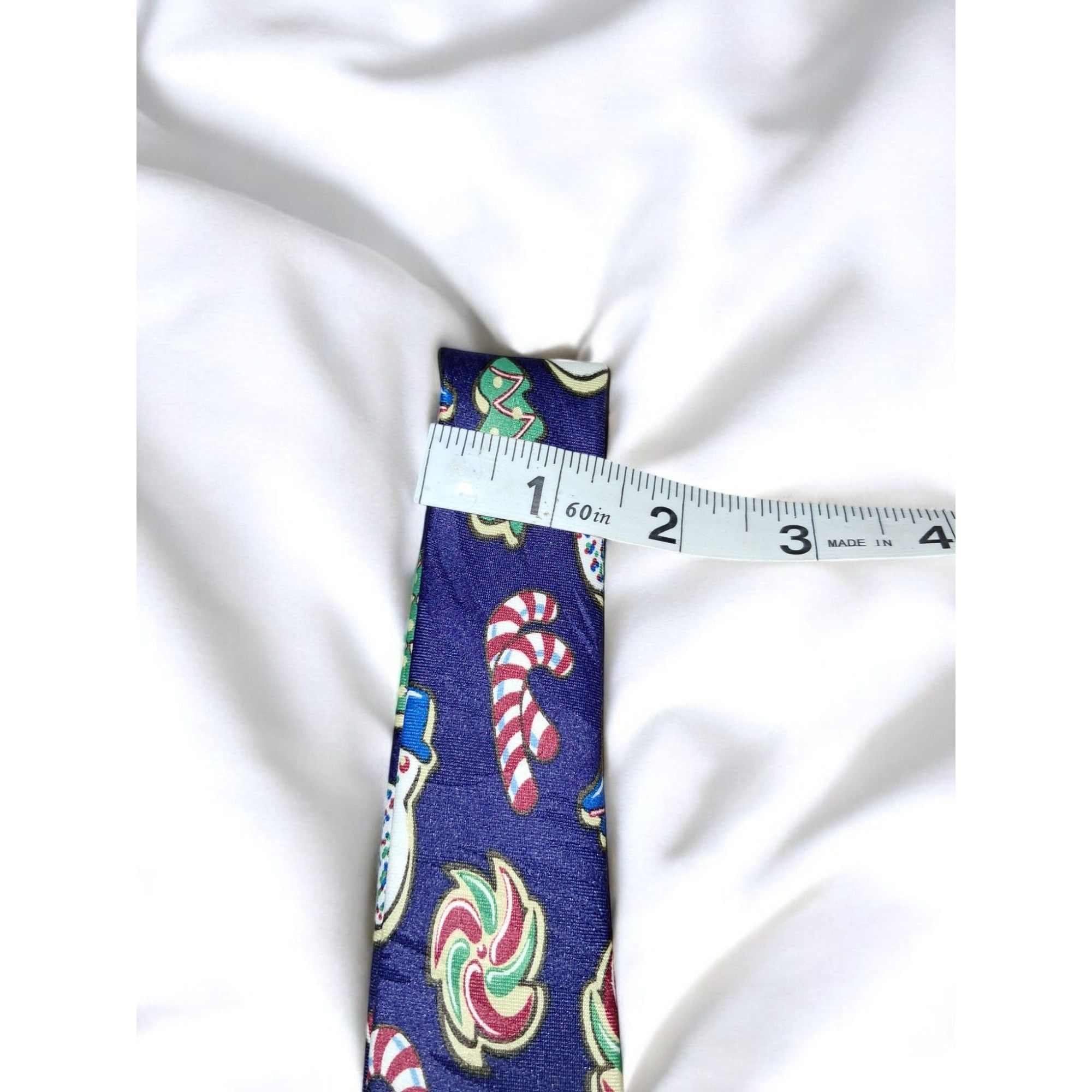 Vintage Keith Daniels Christmas Tie: Blue with Green Trees Size ONE SIZE - 8 Thumbnail