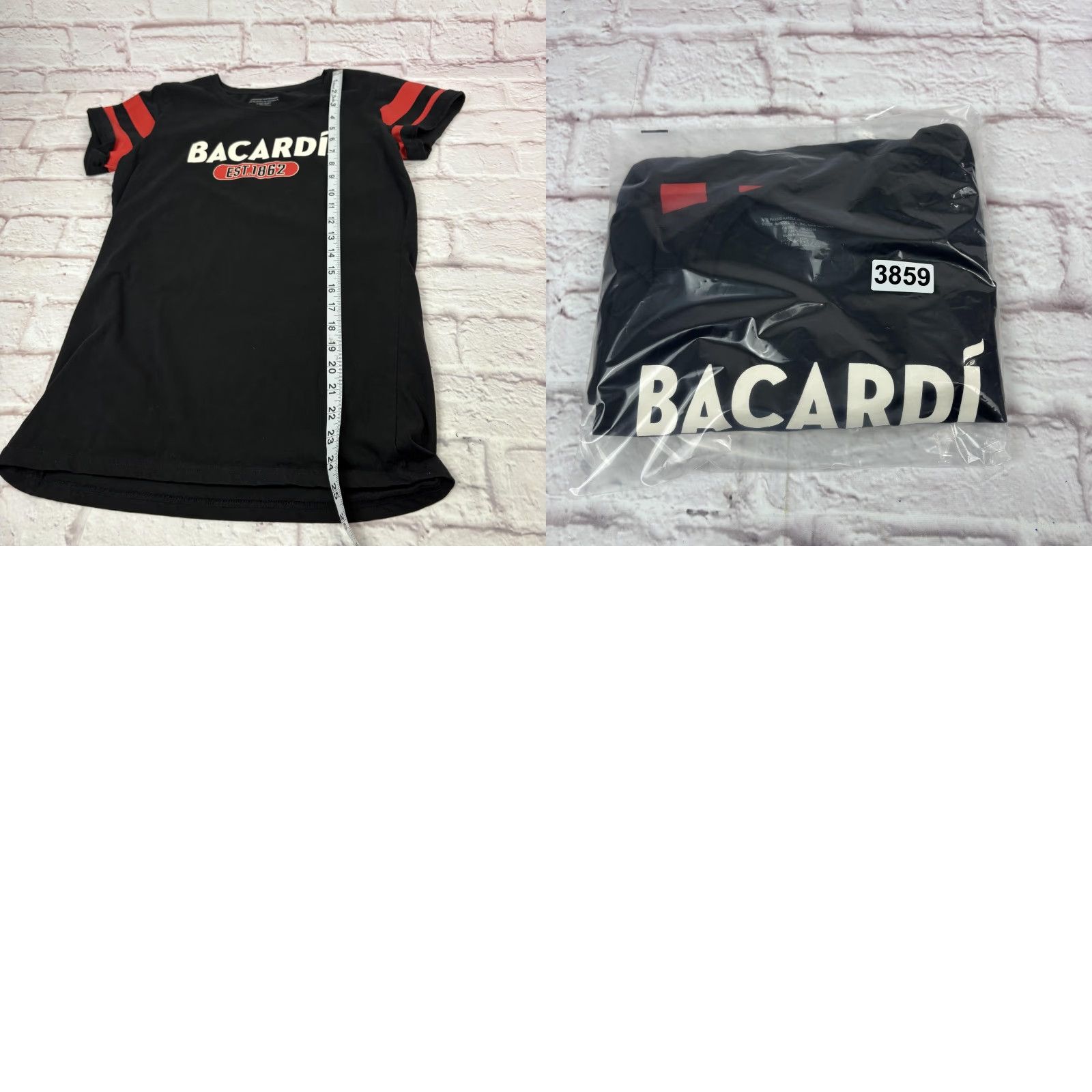 Logo 7 Bacardi Shirt Womens Large Black Striped Sleeve Logo Graphic T-Shirt Tee Size L / US 10 / IT 46 - 8 Thumbnail