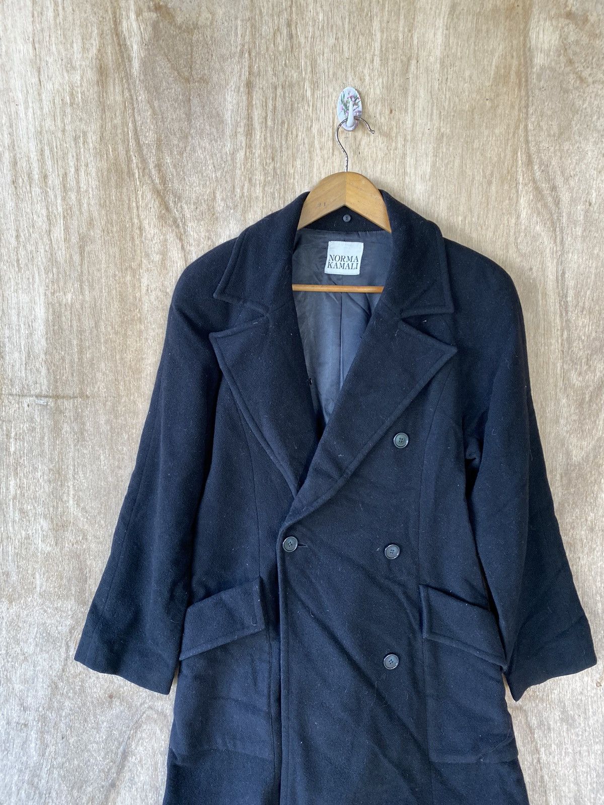 Designer Norma Kamali Vintage Black Wool Double-Breasted Elegance Size US M / EU 48-50 / 2 - 5 Thumbnail