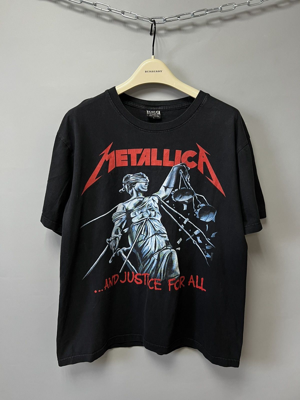 Metallica × Vintage Metallica No Justice For All Rock Band T Shirt Black Size US L / EU 52-54 / 3 - 1 Thumbnail