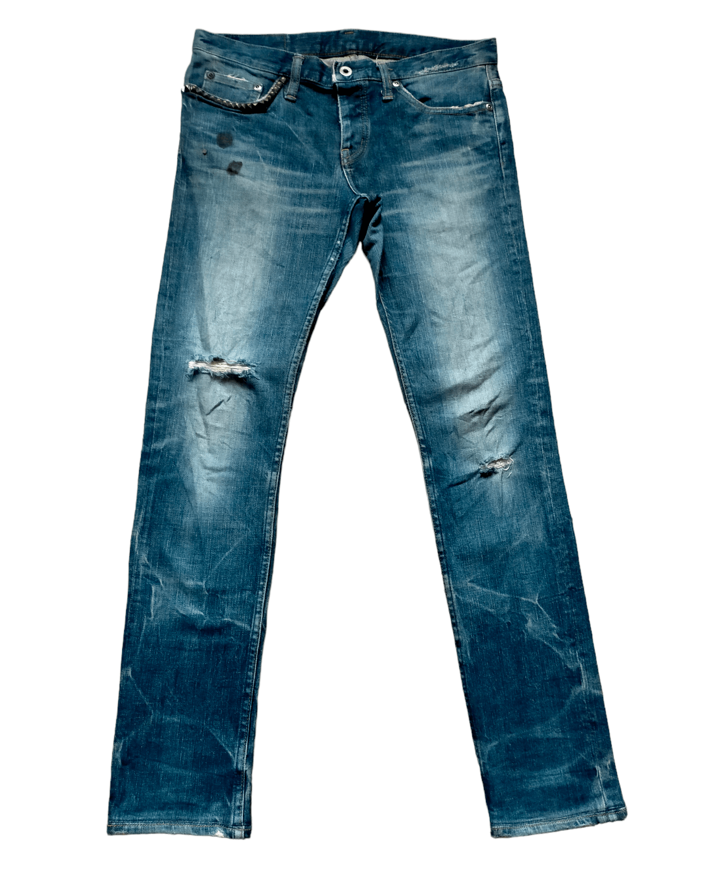 image of Skinny Jeans Hysteric Glamour Strecth Distress Low Rise in Blue, Men's (Size 31)