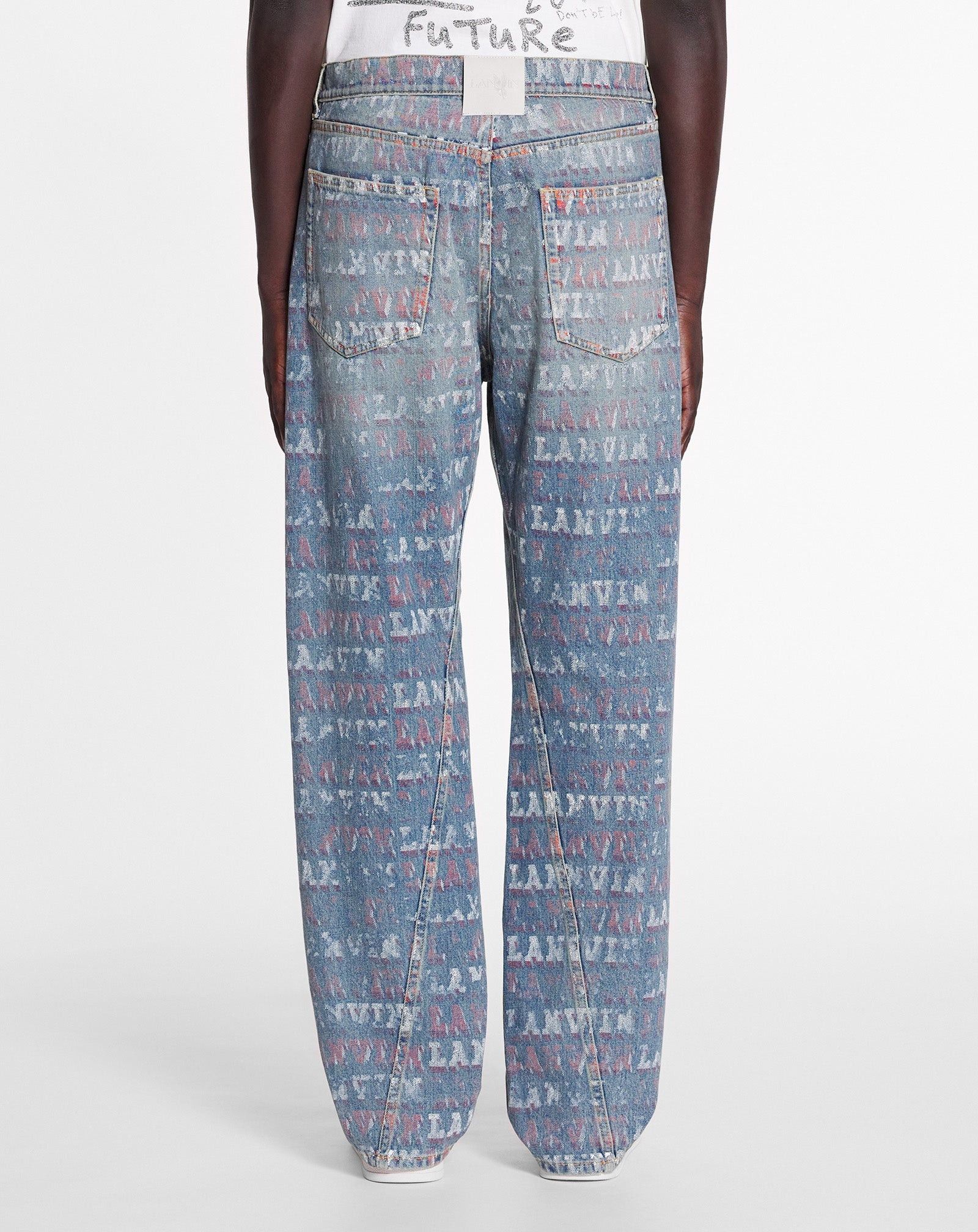 Lanvin o1mle0825 Straight Fit Printed Pants in Blue Size US 28 / EU 44 - 4 Thumbnail