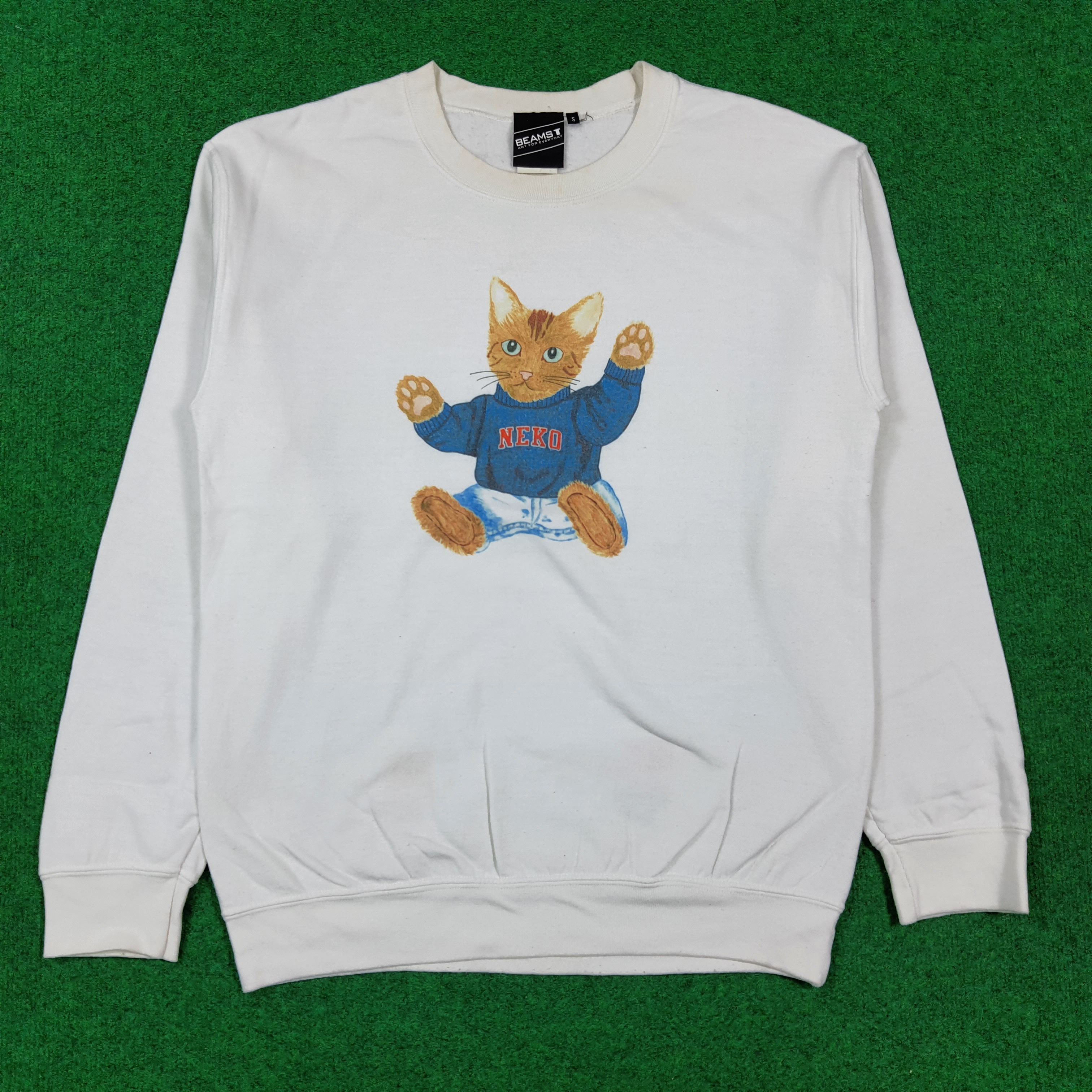 Beams Plus Vintage BEAMS T Neko Graphic Sweatshirt C287N31 Size US S / EU 44-46 / 1 - 1 Thumbnail