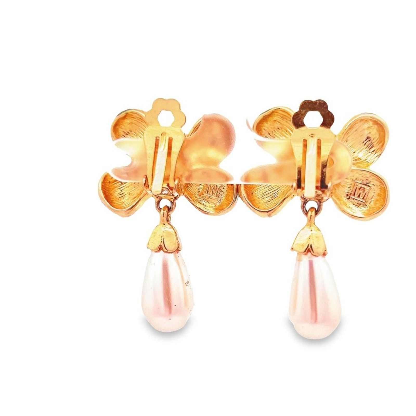 & Other Stories Vintage Weingeroff Gold Green Bow Rhinestone Pearl Earrings Size ONE SIZE - 5 Thumbnail