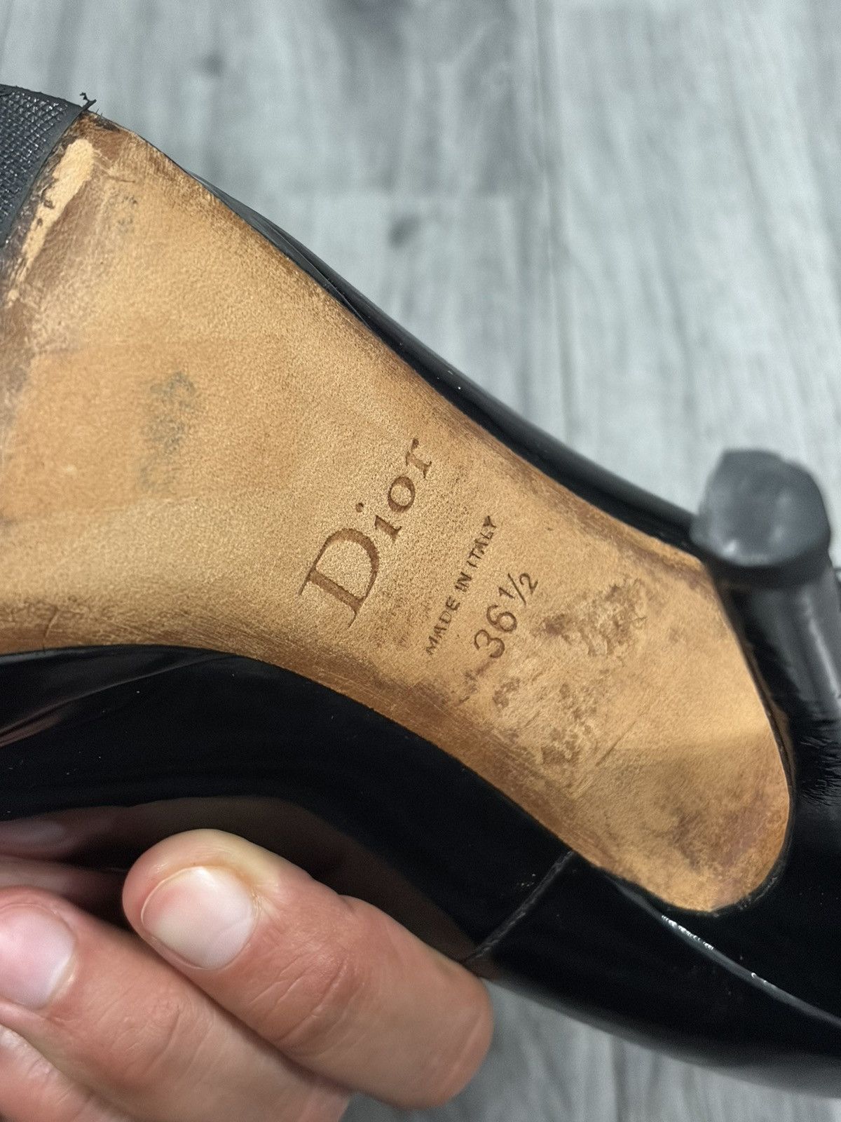 Dior DIOR Black Patent Miss Dior Peep-Toe Stiletto Pumps Size US 6.5 / IT 36.5 - 7 Thumbnail