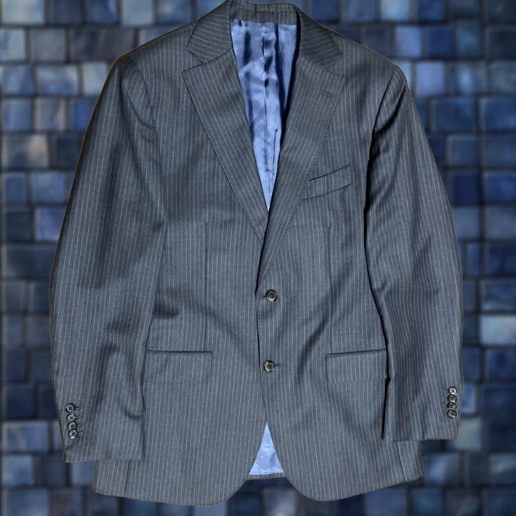 Suitsupply Suitsupply Vitale Barberis Canonico Super 110s Pinstripe Sevilha Blazer 40R Slim Blazer Men Gray Wool Notch Lapel Single-Breasted Two-Button Front Size 40R - 1 Thumbnail