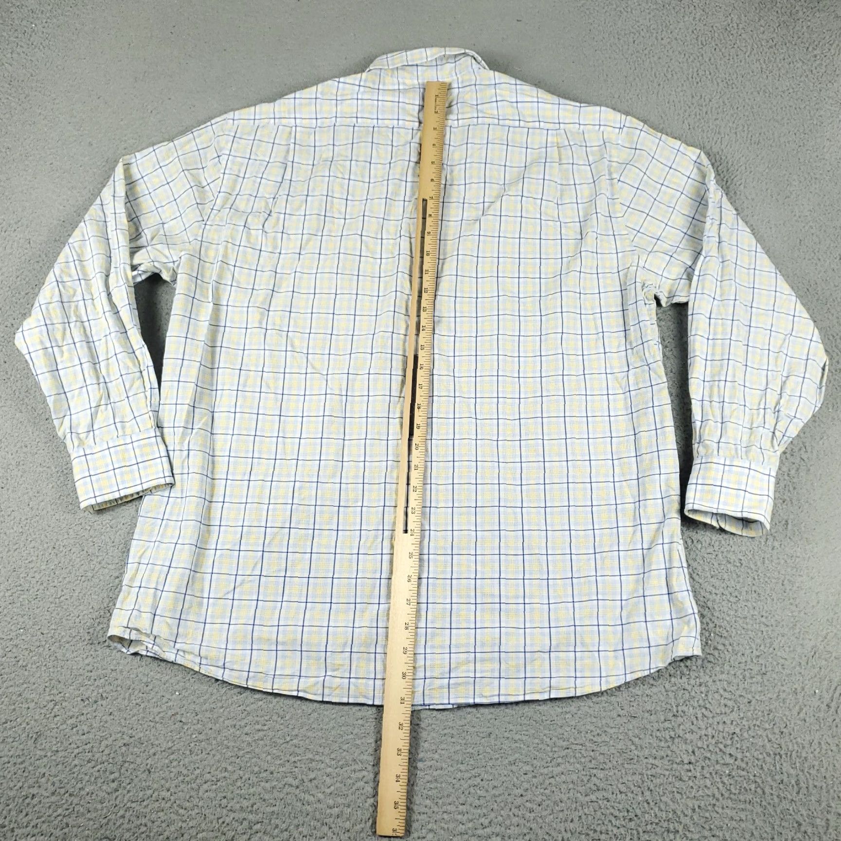 Tommy Hilfiger Tommy Hilfiger Shirt Mens 17 Yellow Plaid Dress Button-Down Long Sleeve Regular Size 17 Collared Classic American Modern Preppy Wedding Workwear Mens Size 46R - 4 Thumbnail