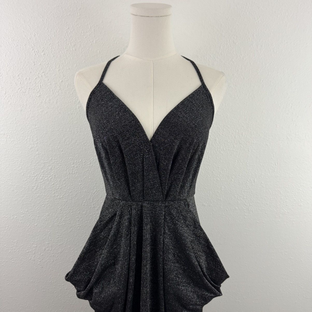 BCBGeneration BCBGENERATION Black Metallic Glitter Halter Midi Dress Size XS / US 0-2 / IT 36-38 - 3 Thumbnail