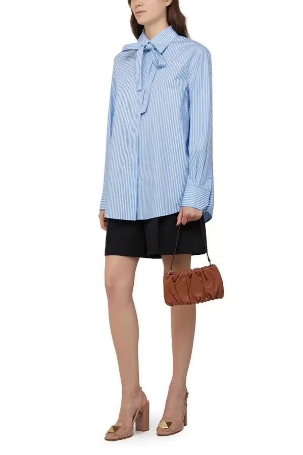 Valentino o1s22i1n0924 Striped Poplin Shirt in Blue Size S / US 4 / IT 40 - 5 Thumbnail