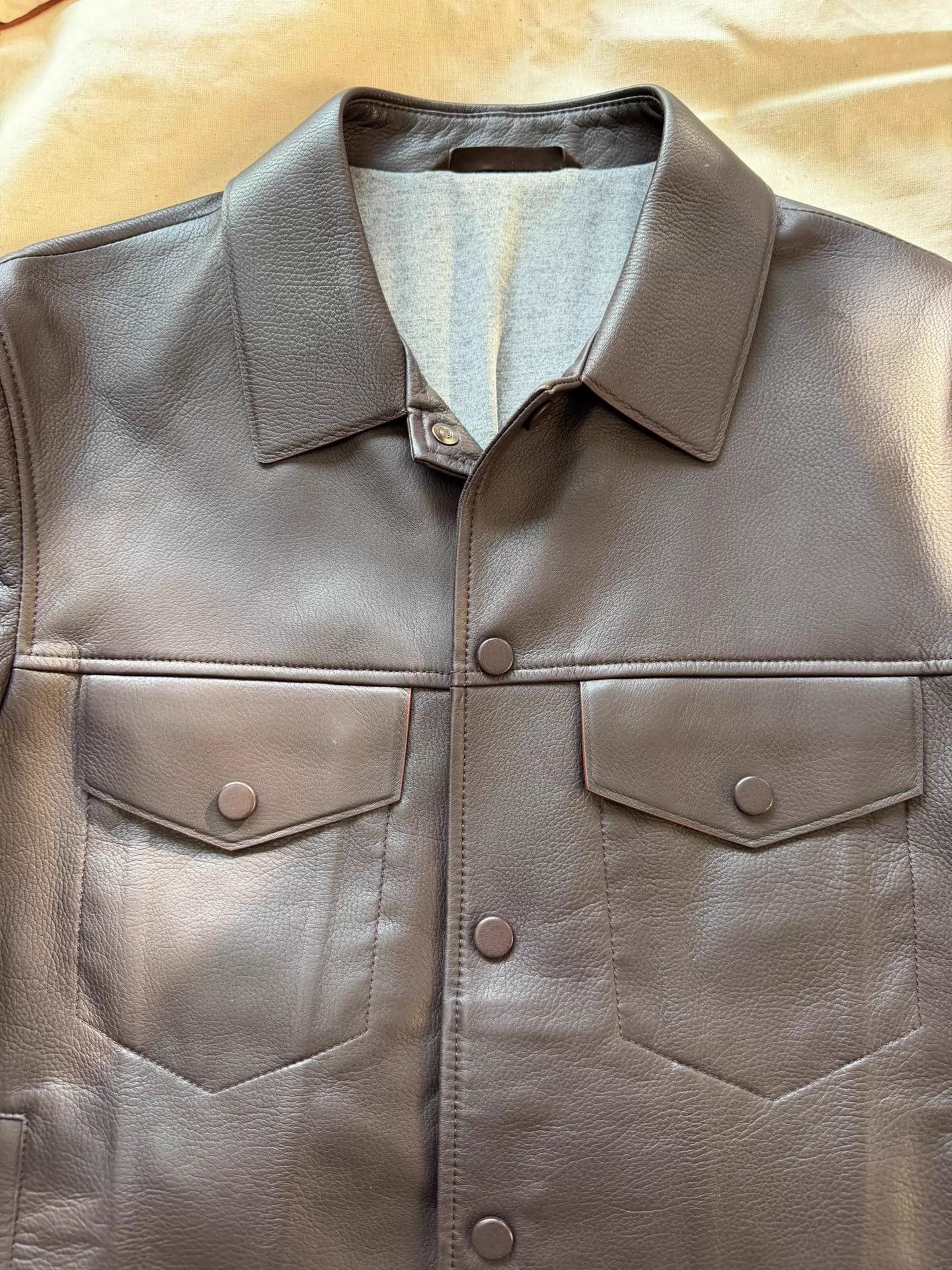 Cesare Attolini Cesare Attolini Lambskin Lapel Pockets IT50 Leather Jacket Size US M / EU 48-50 / 2 - 5 Thumbnail