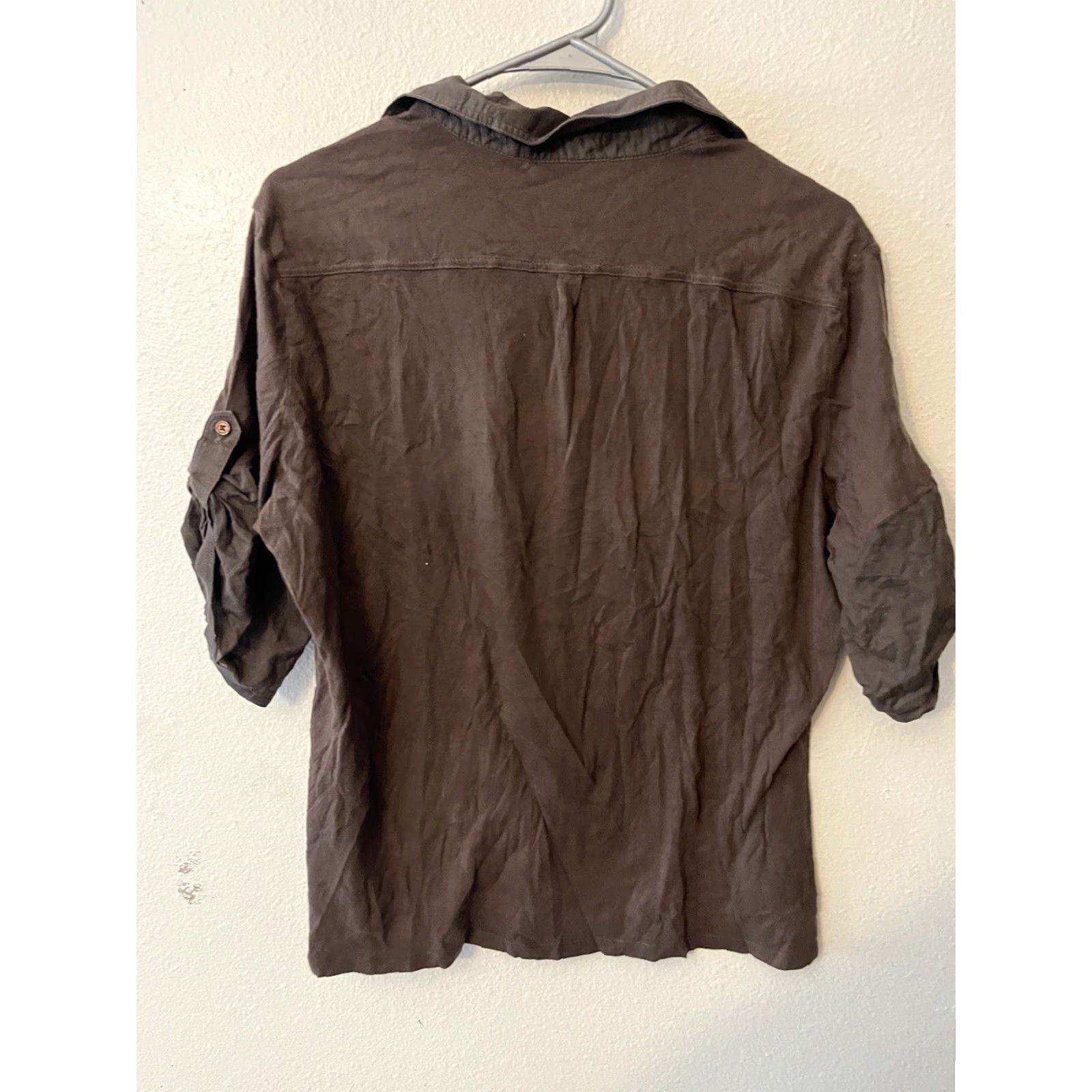 Vintage New York & Co. Polo Shirt Women's XL Brown Short Sleeve Geometric Stretch Knit Shirt Size XL / US 12-14 / IT 48-50 - 2 Thumbnail