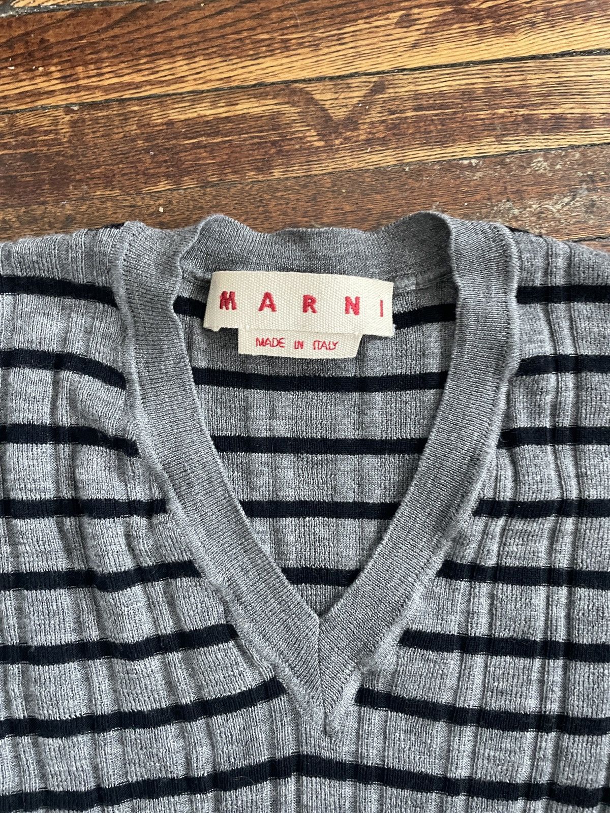 Marni Marni Striped V-Neck Knit Size S / US 4 / IT 40 - 3 Thumbnail