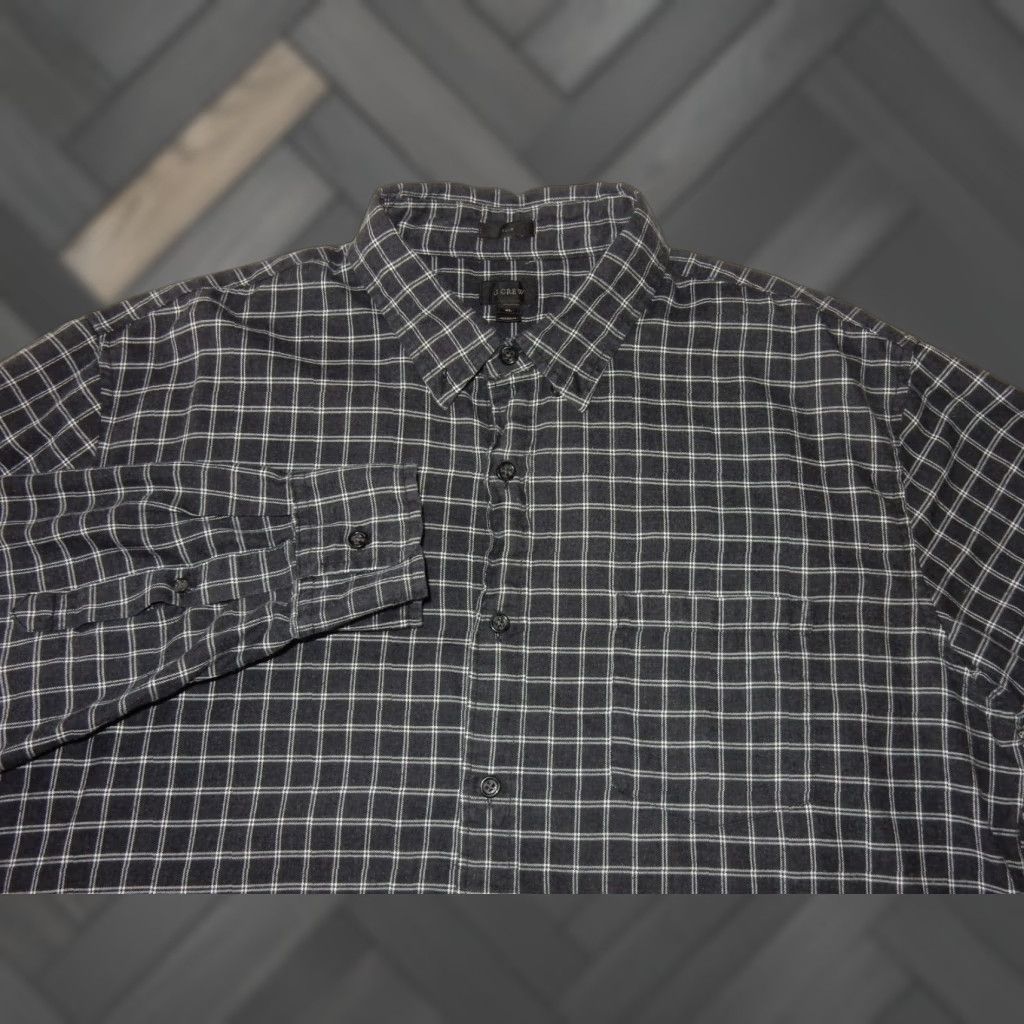 J.Crew VINTAGE J.CREW Men's Flannel Shirt Size XL Plaid Cotton Long Sleeve Slim Fit Gray Size US XL / EU 56 / 4 - 1 Thumbnail