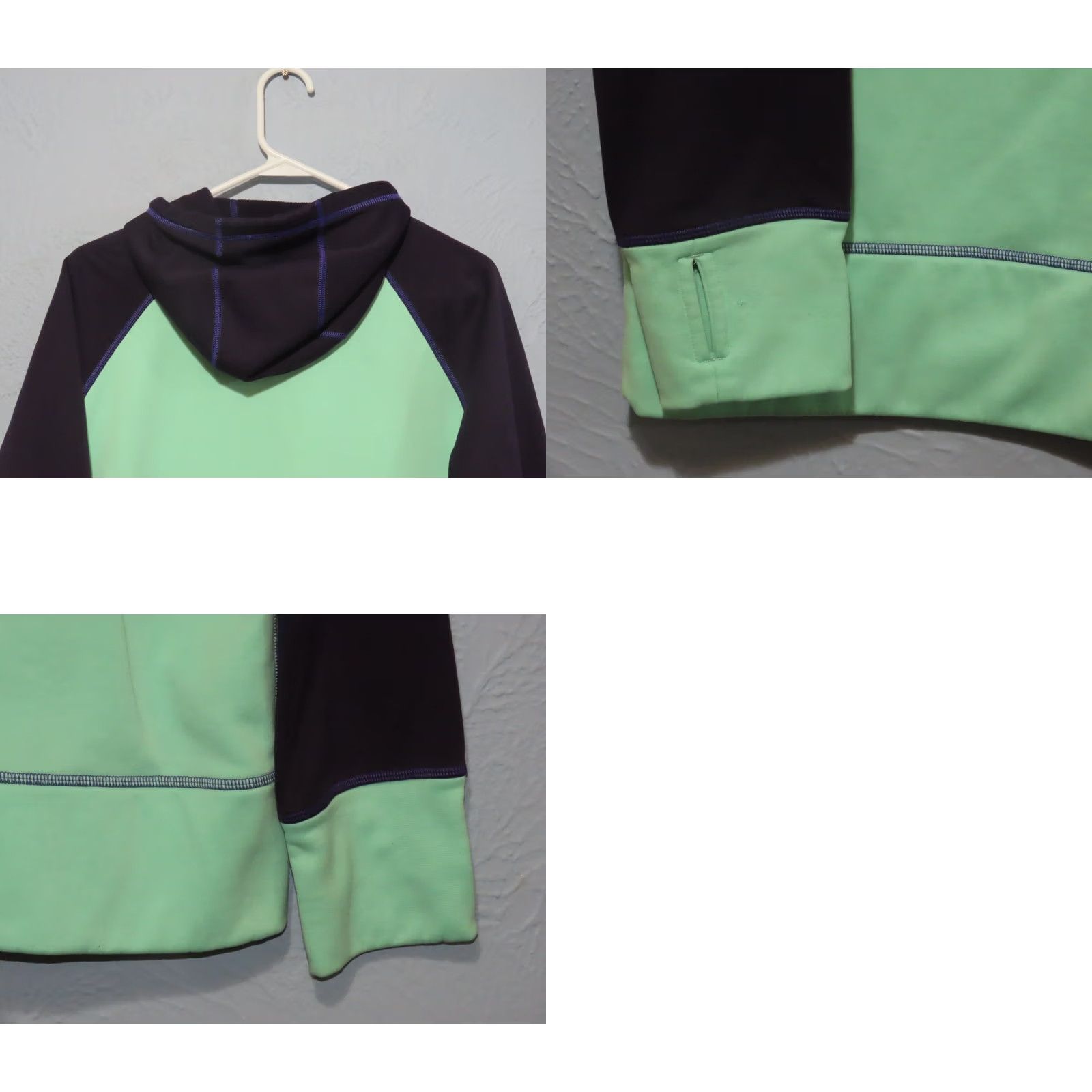 Nike Nike Therma Hoodie Womens XL Green Purple Fleece Raglan Swoosh Geometric Thumb Holes Pullover Size XL / US 12-14 / IT 48-50 - 9 Thumbnail