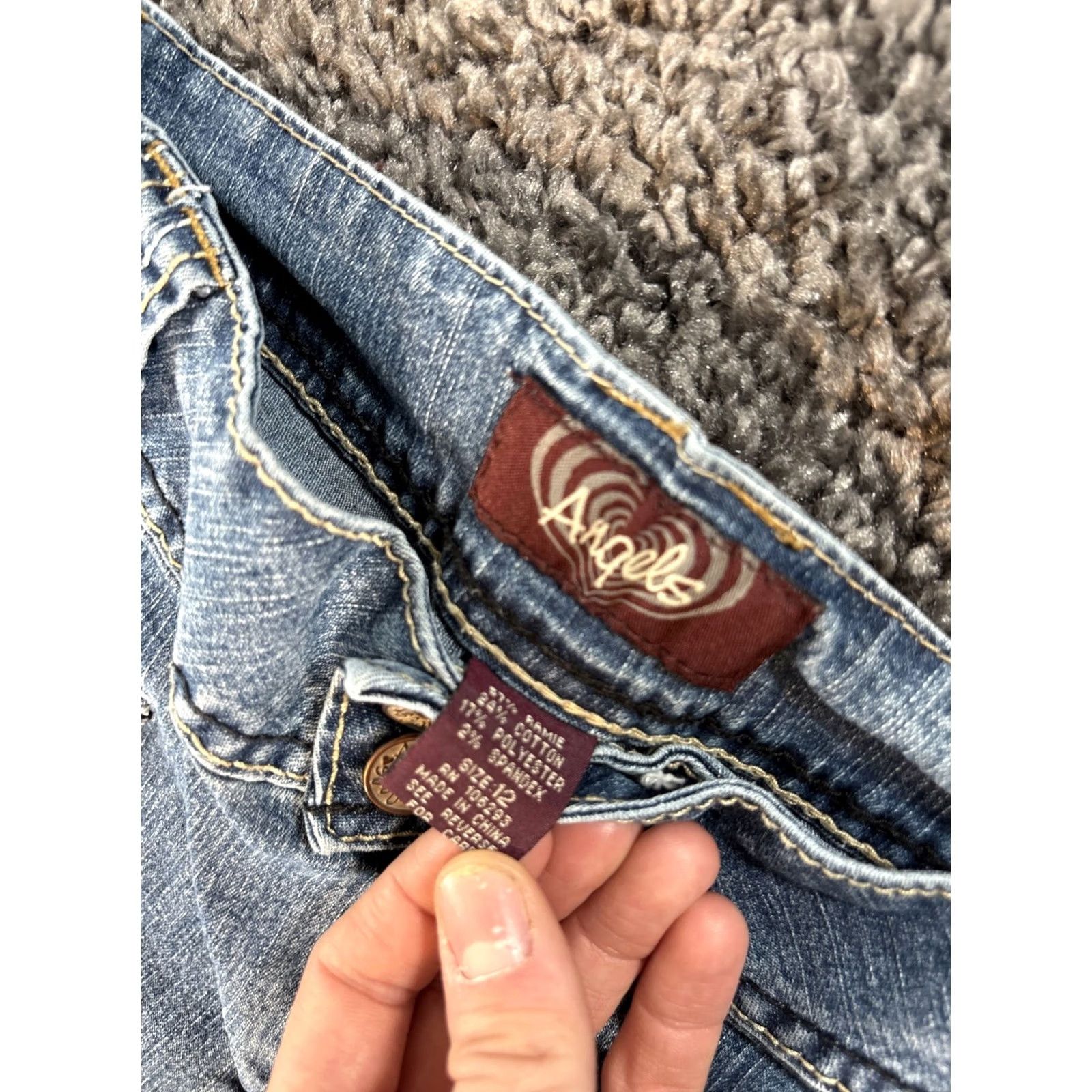 Vintage VINTAGE Angels Jeans Womens 32x31 Low Rise Light Wash Distressed Bootcut Inseam 31 in Blue Bohemian Womens Size 24" / US 00 / IT 34 - 6 Thumbnail