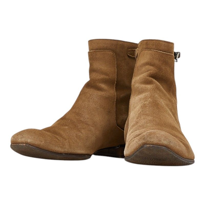 Louis Vuitton Louis Vuitton Suede Strap Back Zip Short Boots Suede Shoes in Brown, Men's