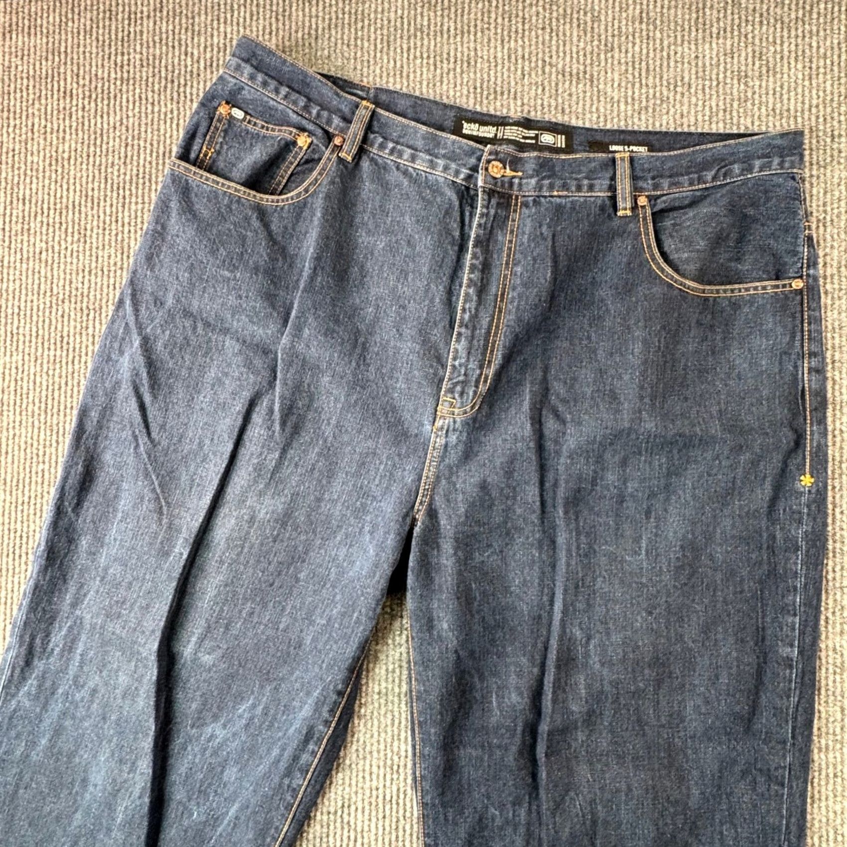 Ecko Unltd. VTG Ecko Unltd Jeans Foundry Straight Leg Baggy 44B Mens 1990s Denim Five-Pocket Blues Menswear Size US 44 / EU 60 - 2 Thumbnail