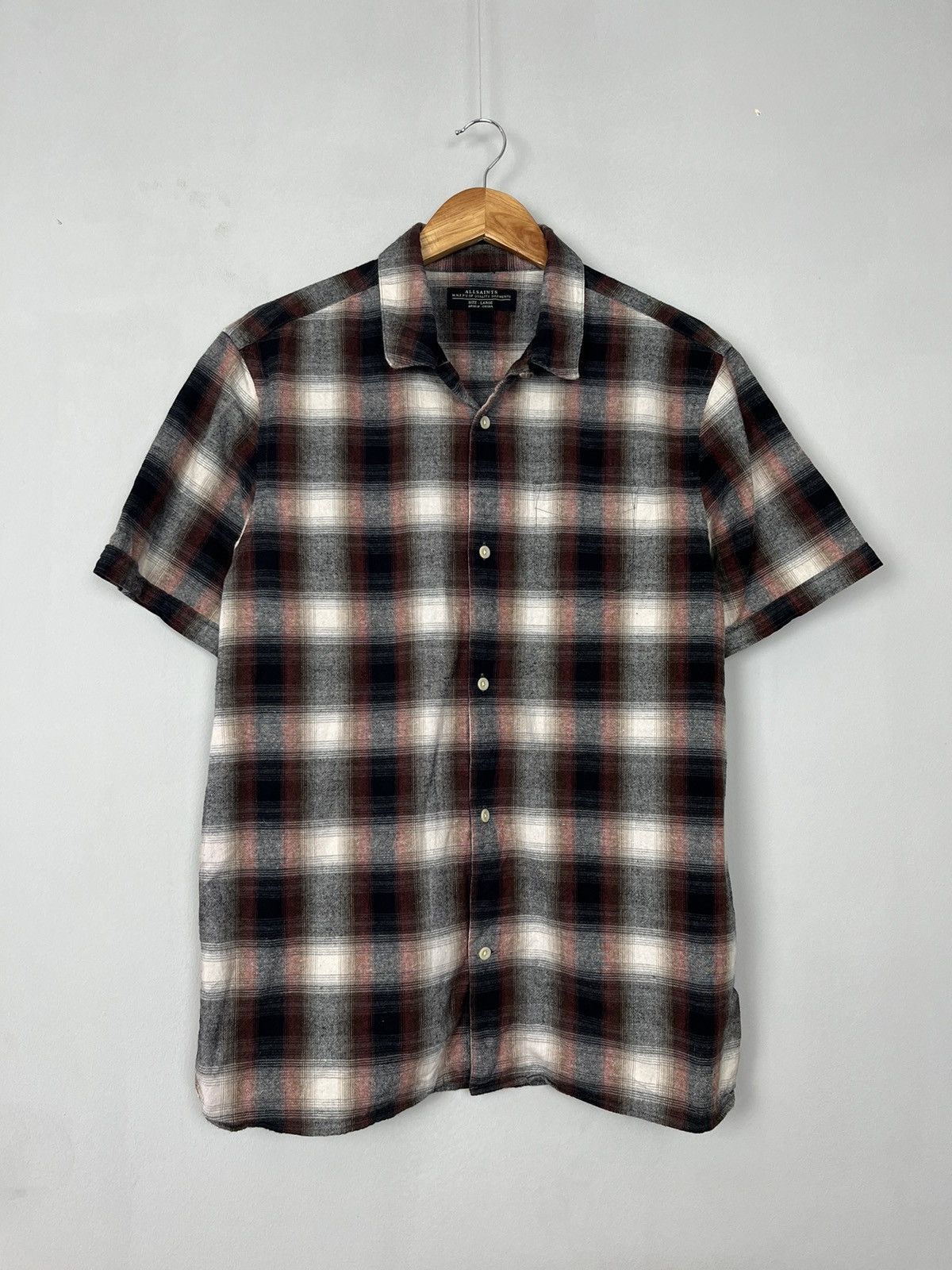 Allsaints Allsaints Dwight SS Plaid Cotton Short Sleeve Shirt Size US L / EU 52-54 / 3 - 1 Thumbnail