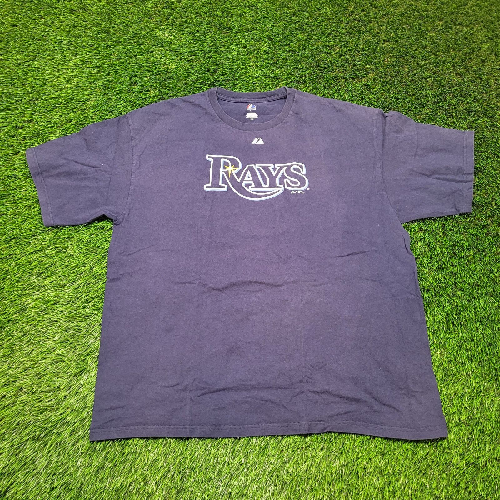 Majestic Majestic Tampa Bay Rays Script Logo T-Shirt XXL MLB Faded Size US XXL / EU 58 / 5 - 1 Thumbnail