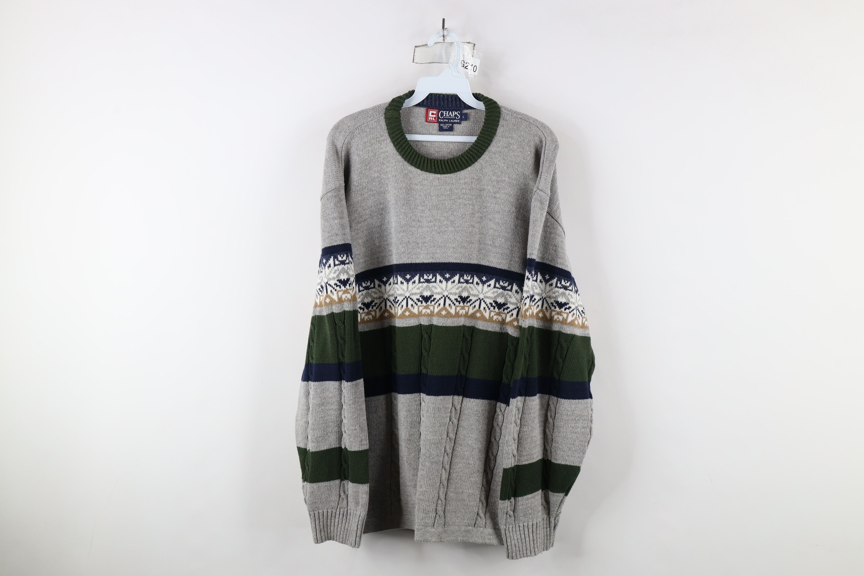 Ralph Lauren × Vintage Vintage 90s Chaps Ralph Lauren Snowflake Cable Sweater USA Size US L / EU 52-54 / 3 - 1 Thumbnail