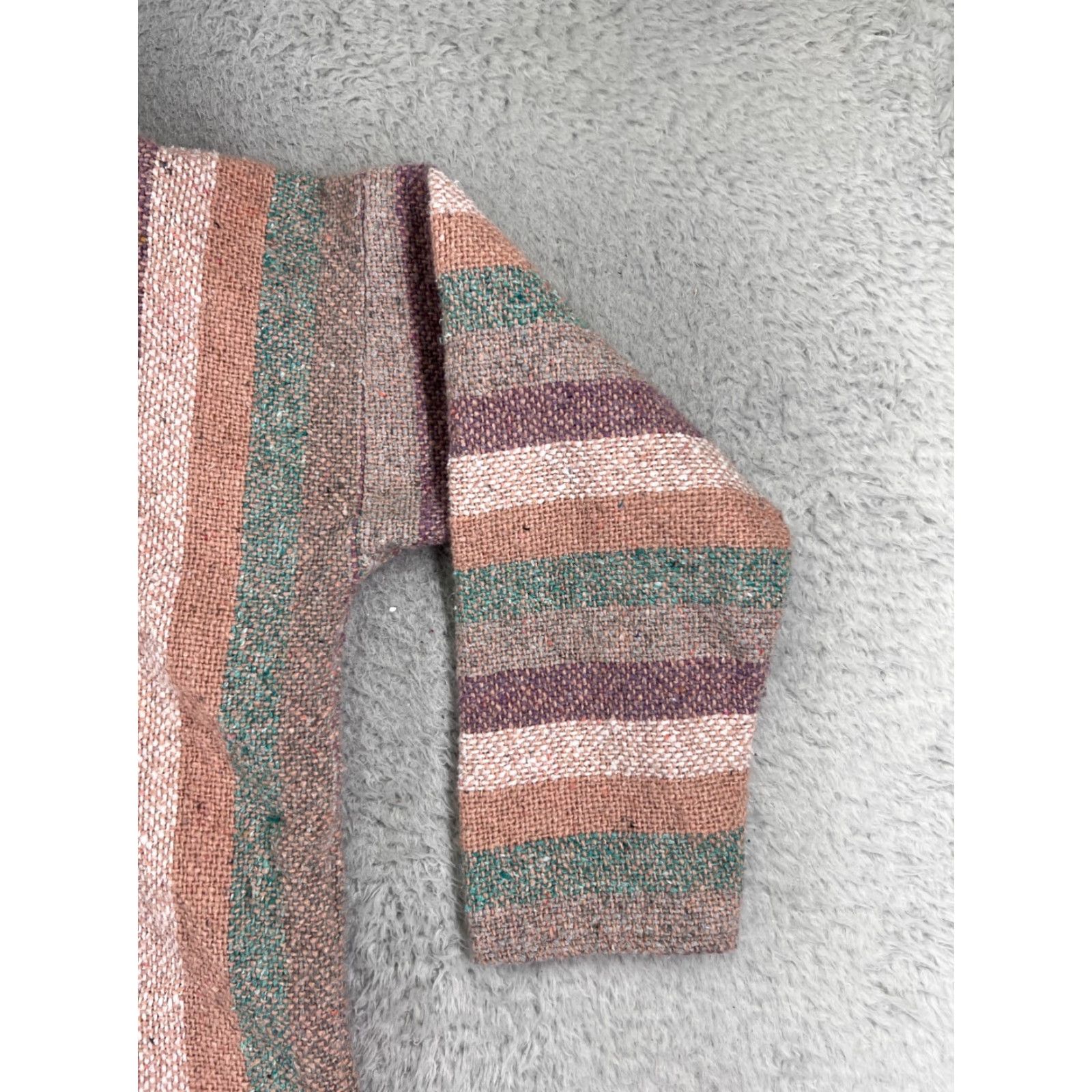 Vintage Maco Baja Hoodie Mens Small Pink Orange Stripe Acrylic Blend Mexico Poncho Drug Rug Size US S / EU 44-46 / 1 - 4 Thumbnail