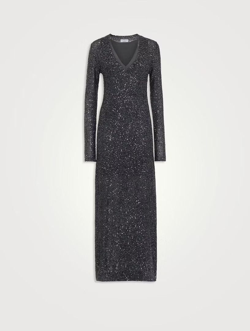 Brunello Cucinelli o1w1db10825 Dress in Dark Grey Size L / US 10 / IT 46 - 1 Thumbnail