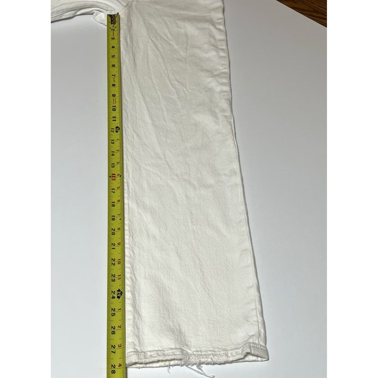 Levi's VINTAGE Levis Premium Ribcage Straight Ankle Jeans Womens 24x29 White Denim Size 42" / US 20 - 5 Thumbnail
