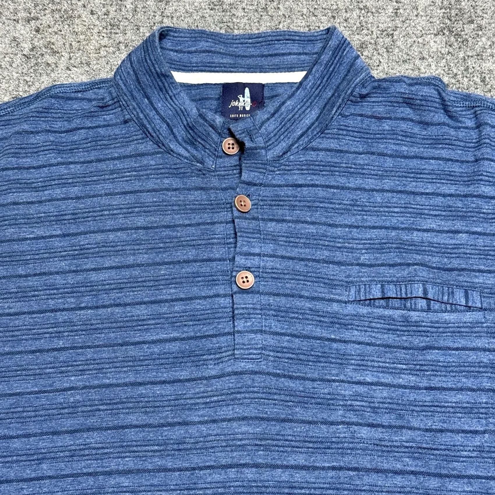johnnie-O johnnie-O Shirt Mens Large Blue Striped Henley Long Sleeve Cotton Pullover Size US L / EU 52-54 / 3 - 2 Thumbnail