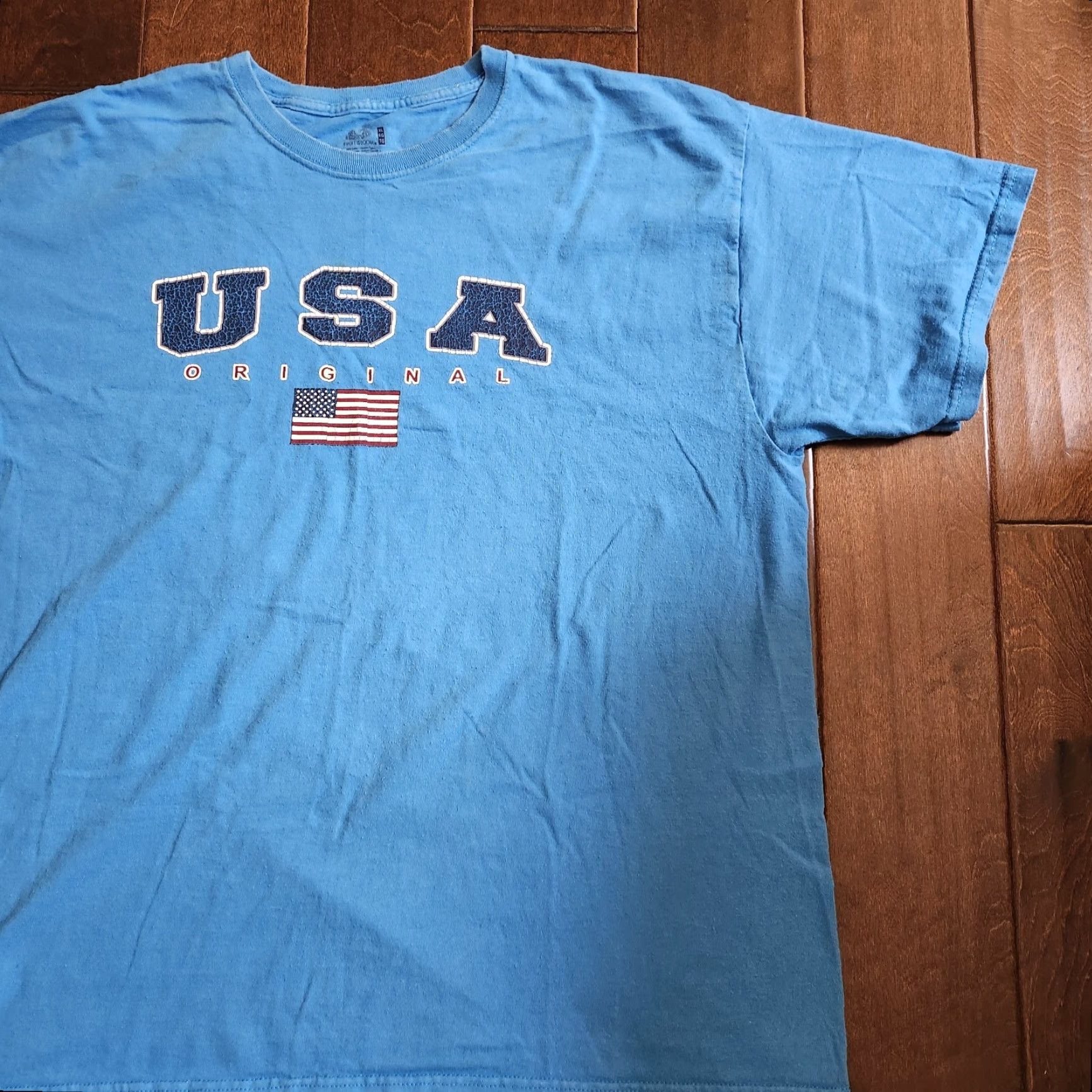 Fruit Of The Loom Fruit Of The Loom Men's XL Blue USA Original Shirt - T-Shirt, Short Sleeve, Cotton, Regular Fit, Solid, USA Theme, All Seasons Size US XL / EU 56 / 4 - 3 Thumbnail