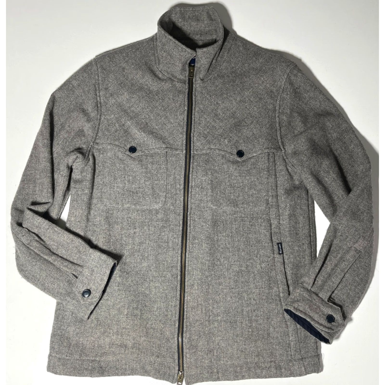 Faconnable VINTAGE Façonnable Men's Full Zip Jacket 100% Wool Gray L Wool Jacket Mens Size L Gray Classic Designer City Tweed Pockets Size US L / EU 52-54 / 3 - 3 Thumbnail