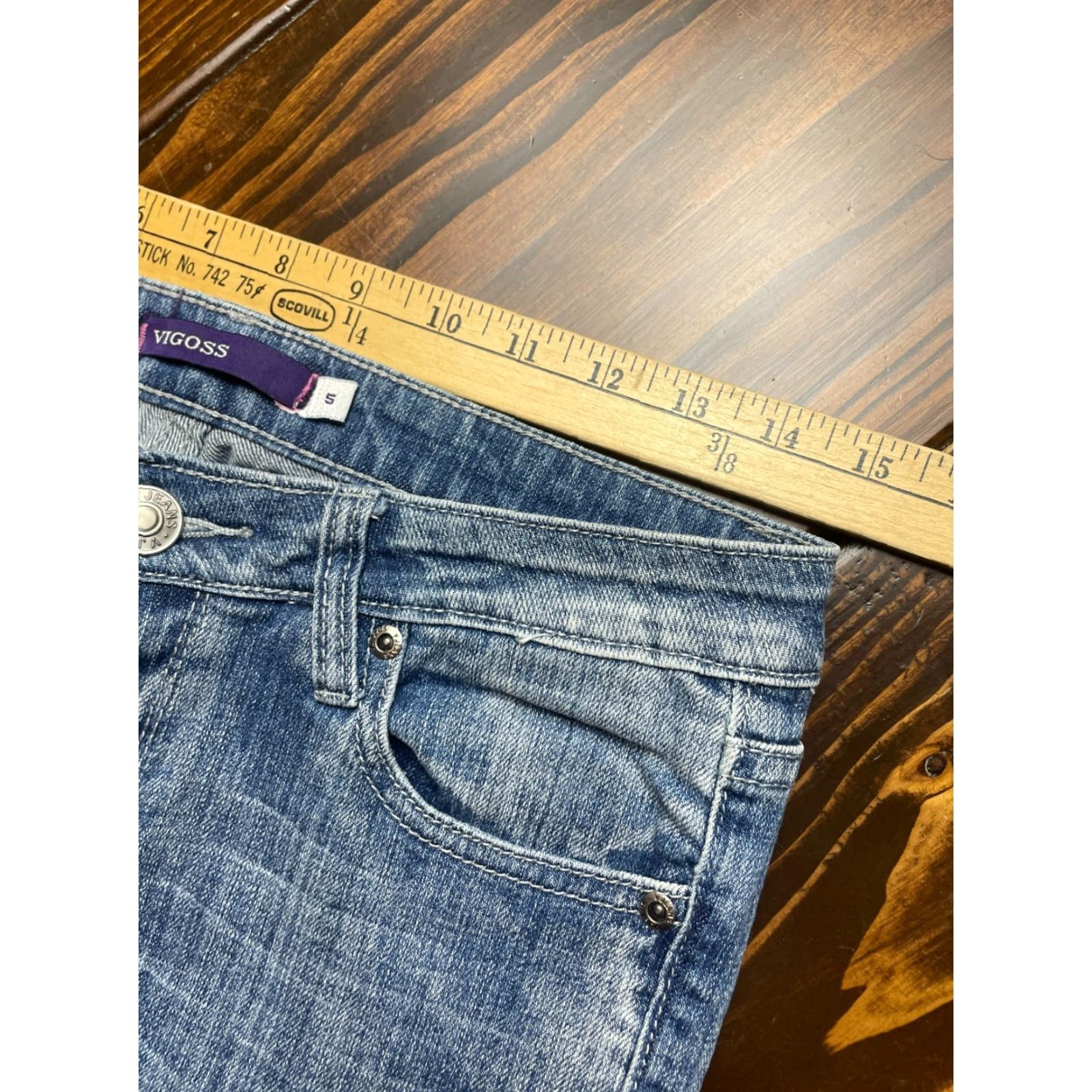 Vintage VIGOSS Jeans Women's Size 5 Blue Denim Straight Leg Pockets Size 27" / US 4 / IT 40 - 5 Thumbnail
