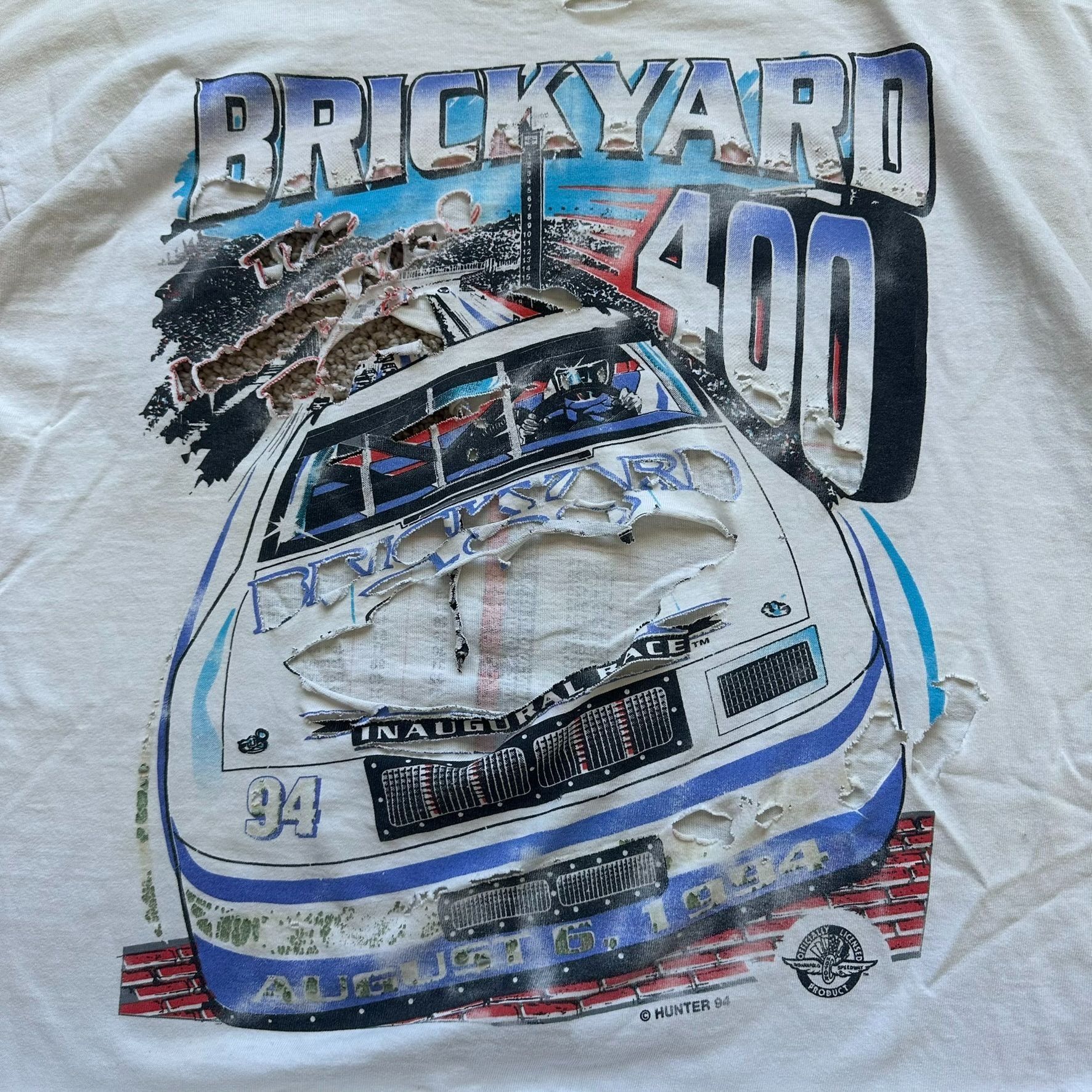 NASCAR Vintage 90s NASCAR Brickyard 400 T-Shirt Trashed Distressed Size US XL / EU 56 / 4 - 2 Thumbnail